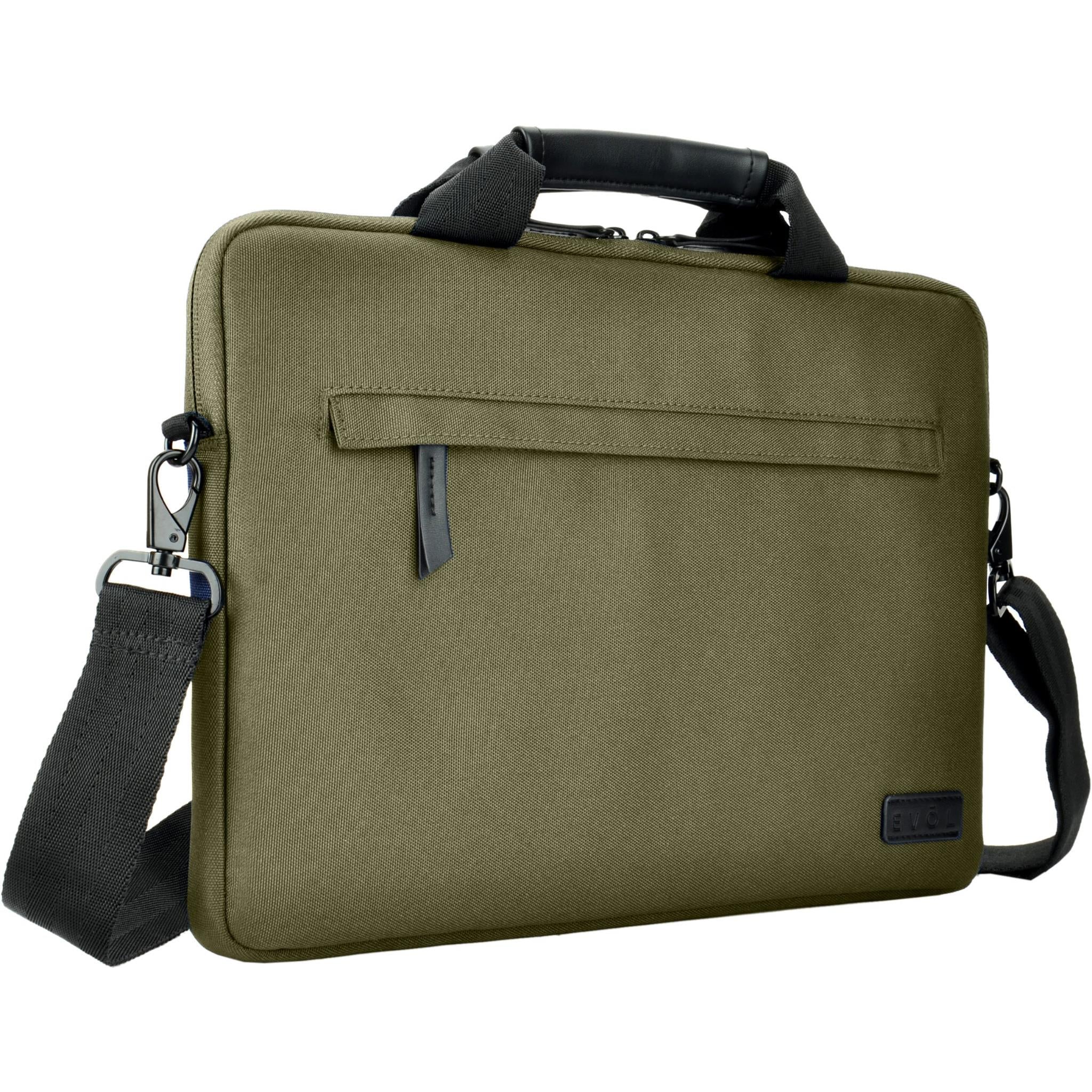 evol 13.3" recycled slim line laptop briefcase bag (olive)
