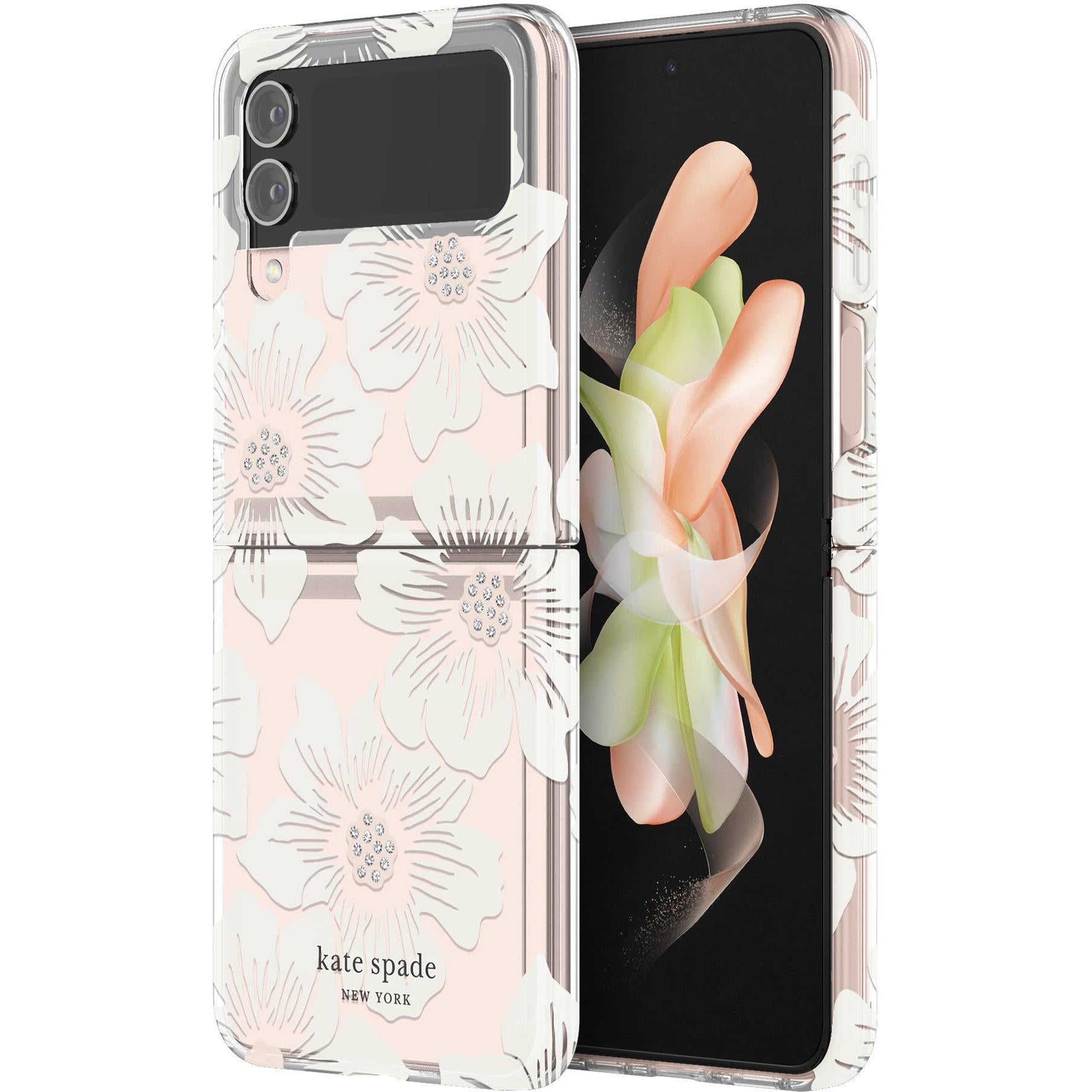 kate spade new york protective hardshell case for galaxy z flip 4 (floral)