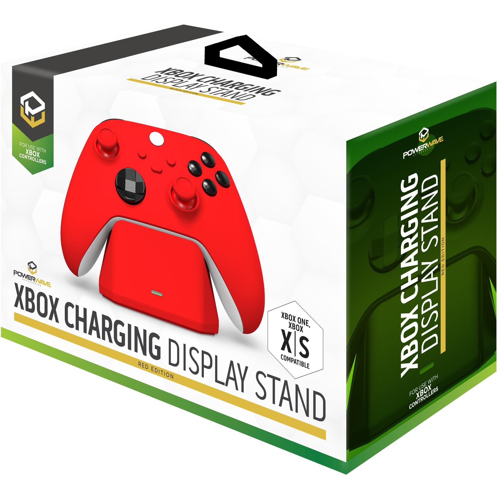 powerwave charging display stand for xbox series x/s (red)