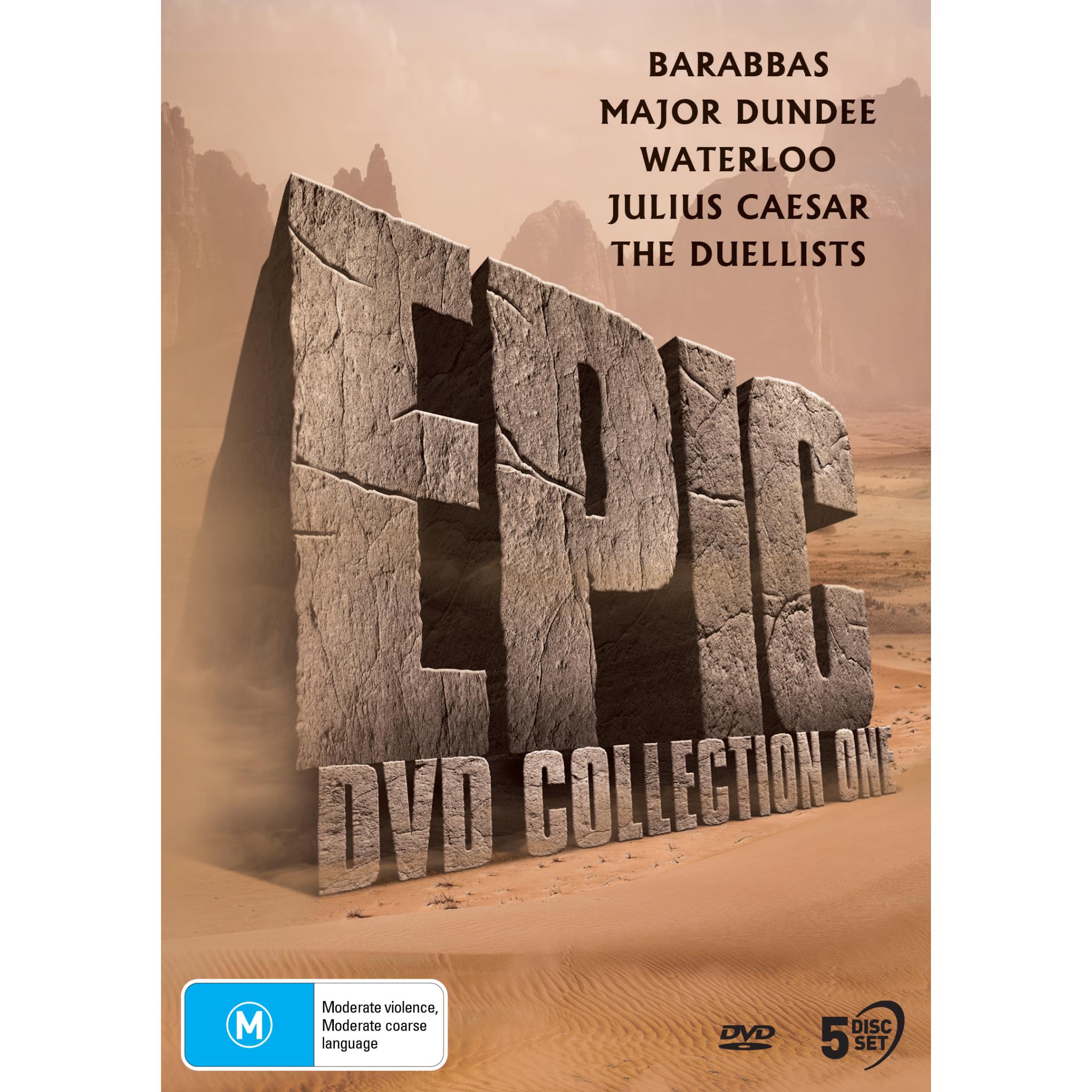 epic dvd collection 1 (barabbas, major dundee, waterloo, julius caesar, the duellists)