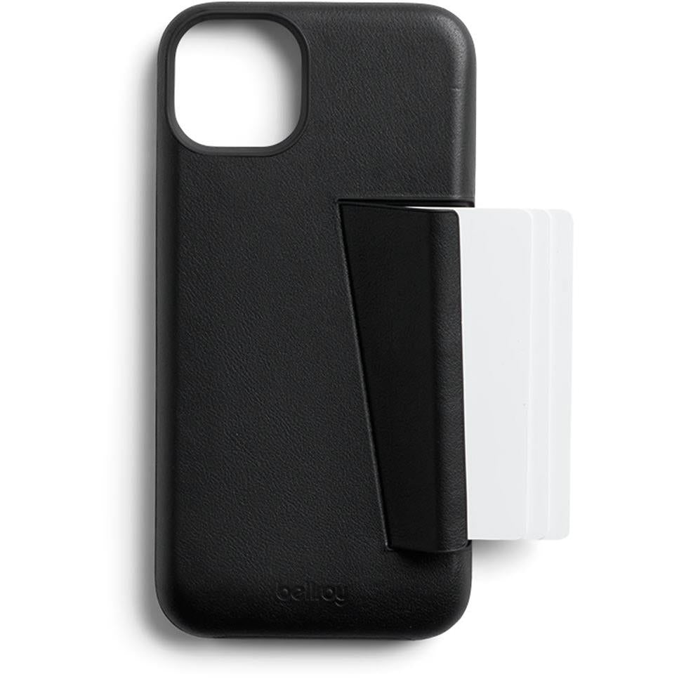 bellroy 3 card leather phone case for iphone 14 plus (black)