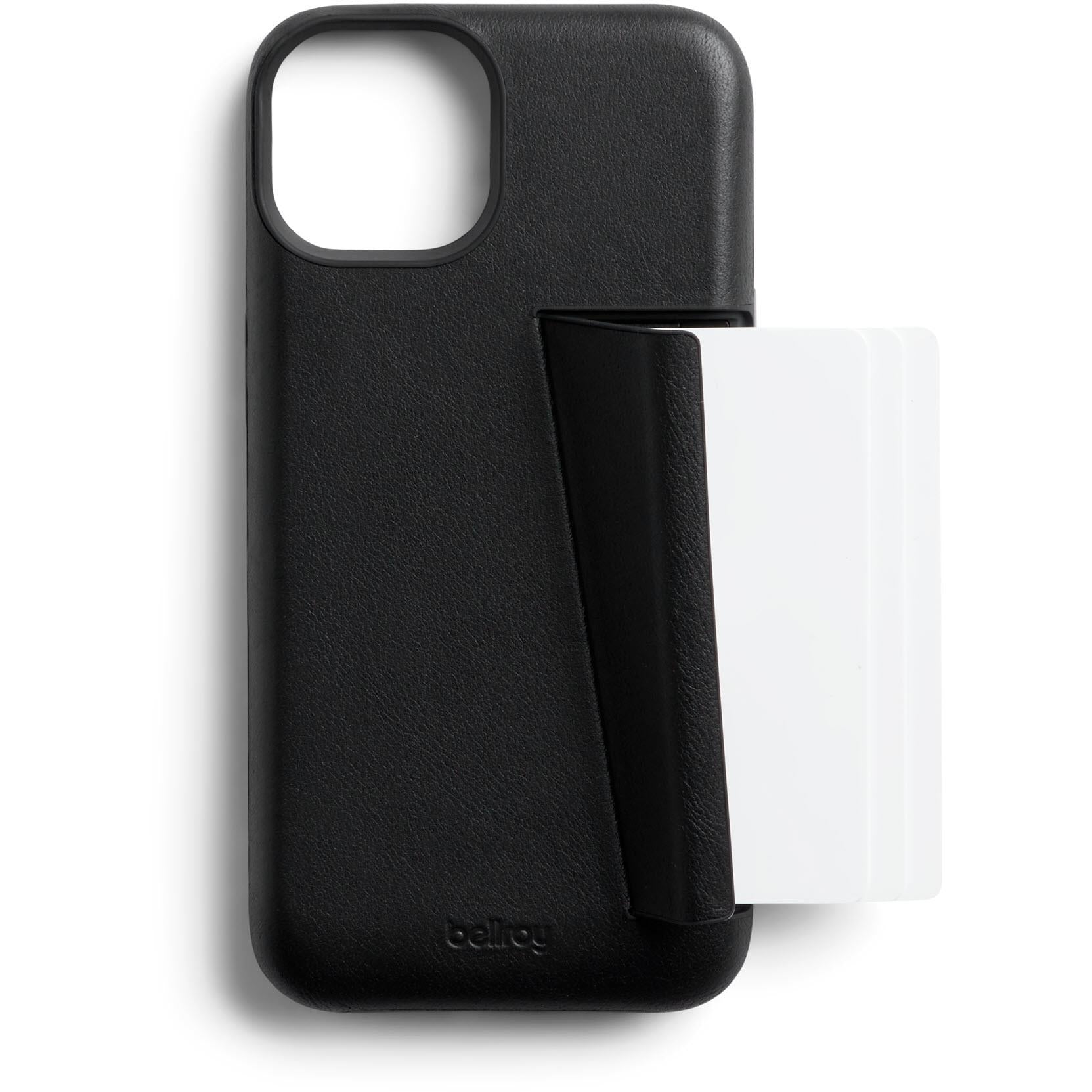 bellroy 3 card leather phone case for iphone 14 pro (black)