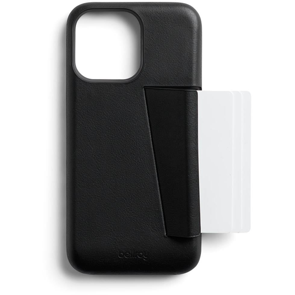 bellroy 3 card leather phone case for iphone 14 pro max (black)