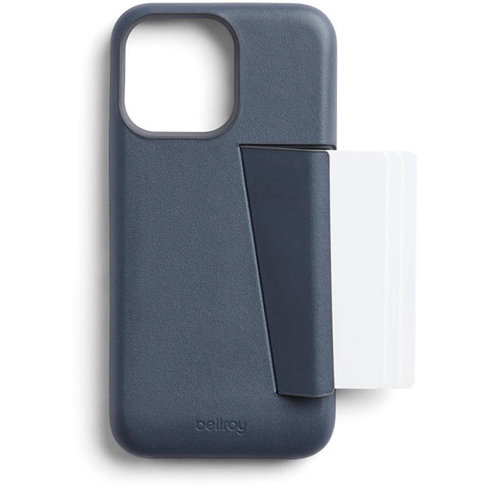 bellroy 3 card leather phone case for iphone 14 pro max (bluestone)