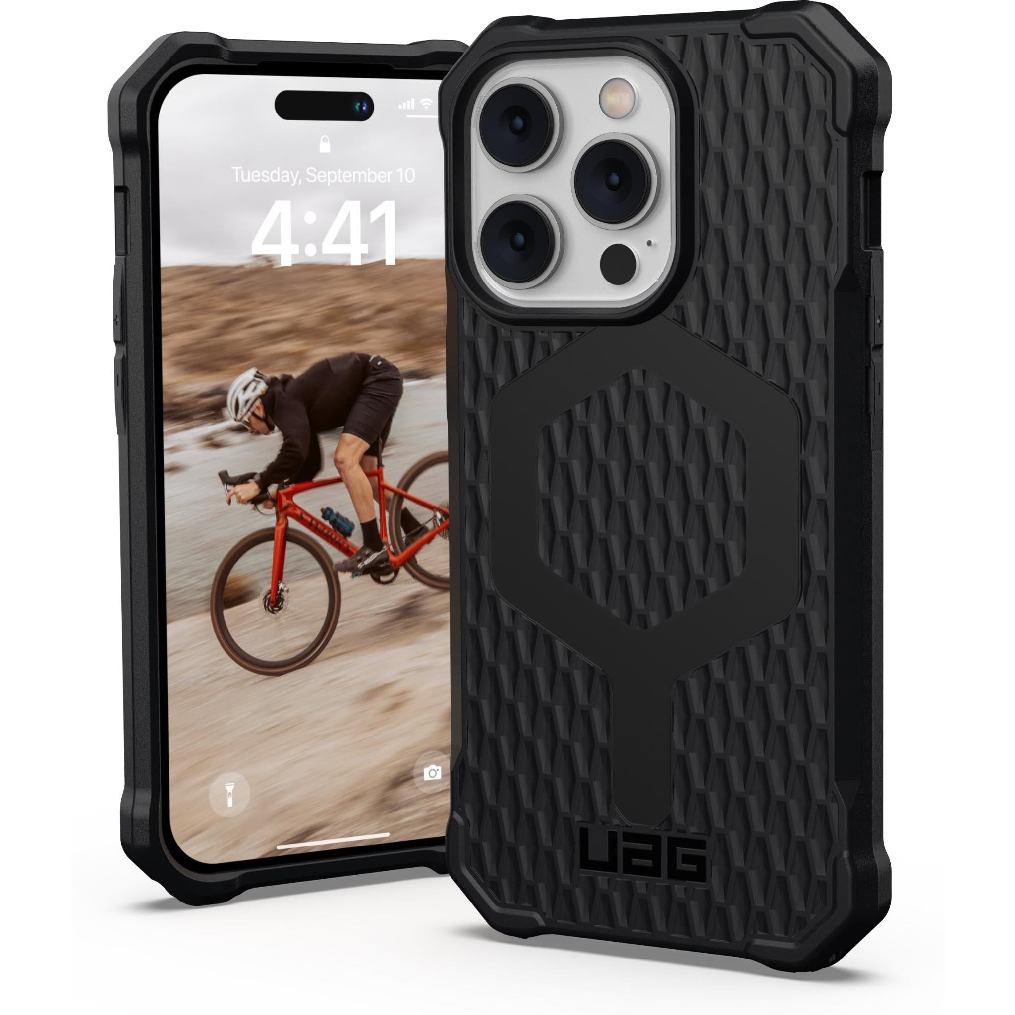 uag essential armor case with magsafe for iphone 14 pro (black)