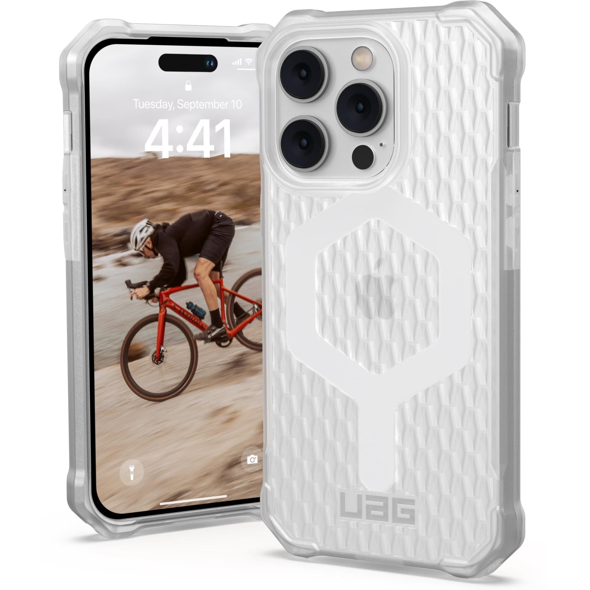 uag essential armor case with magsafe for iphone 14 pro (frosted ice)