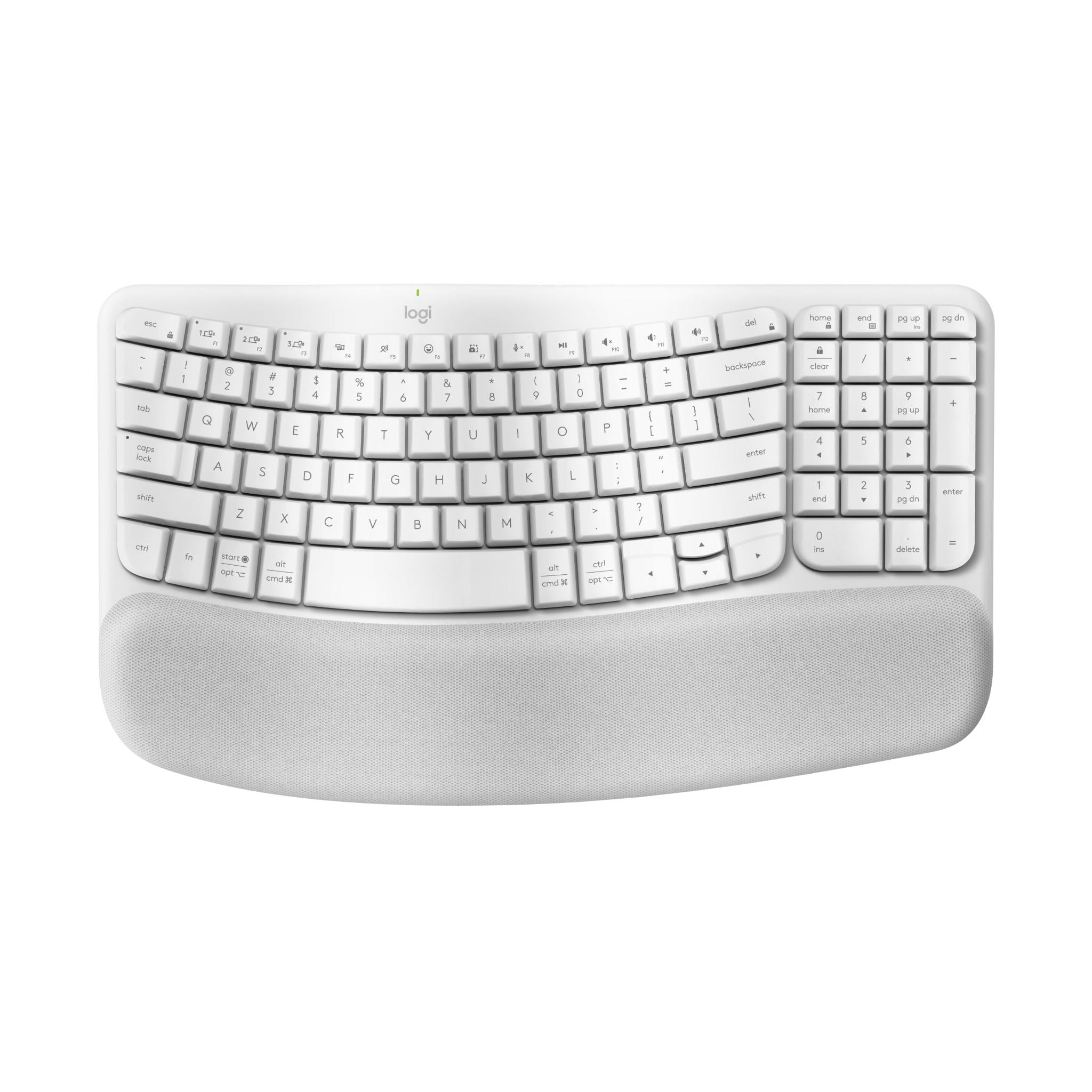 logitech wave keys wireless ergonomic keyboard (off white)