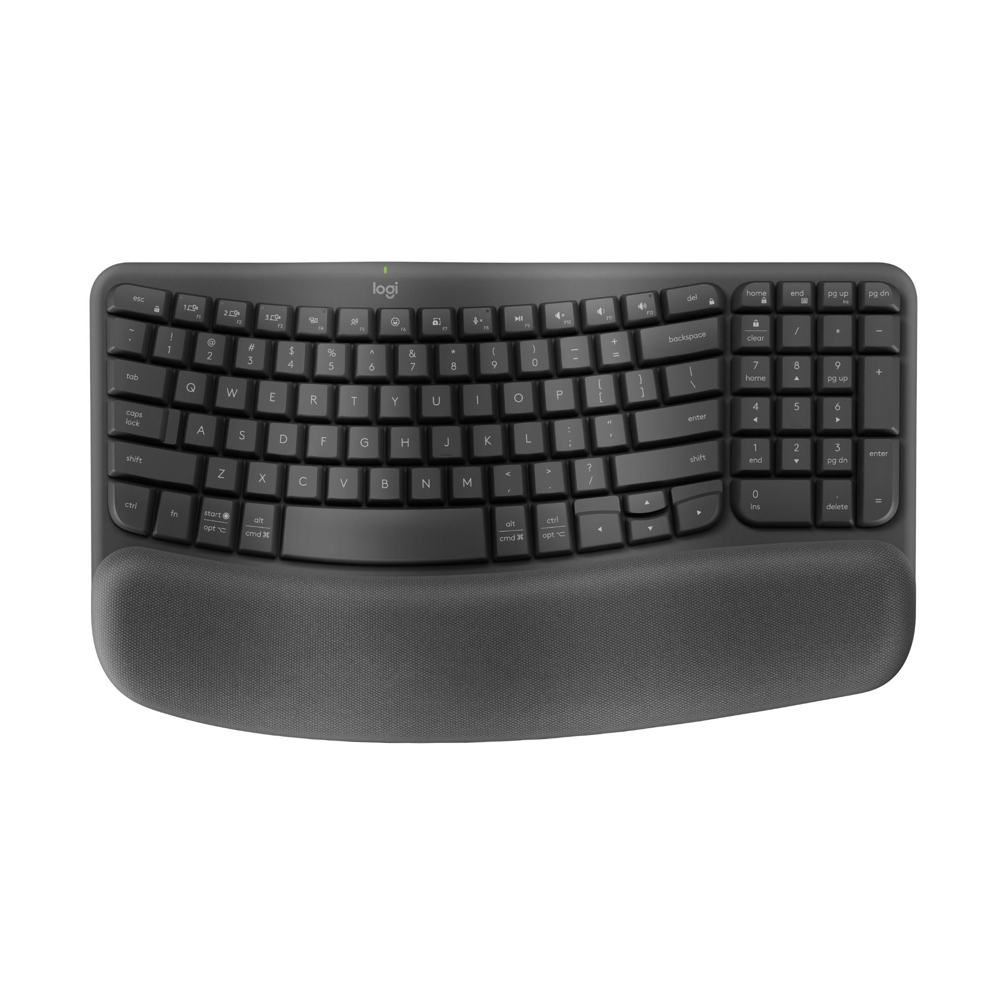 logitech wave keys wireless ergonomic keyboard (graphite)