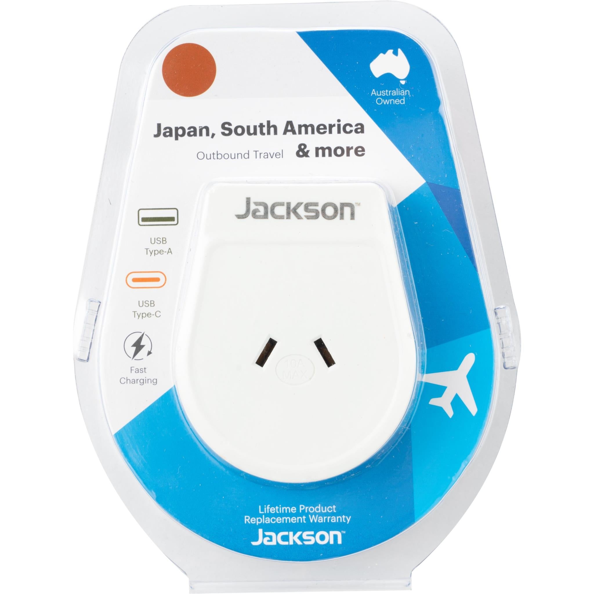 jackson outbound travel adapter with usb-c japan slim