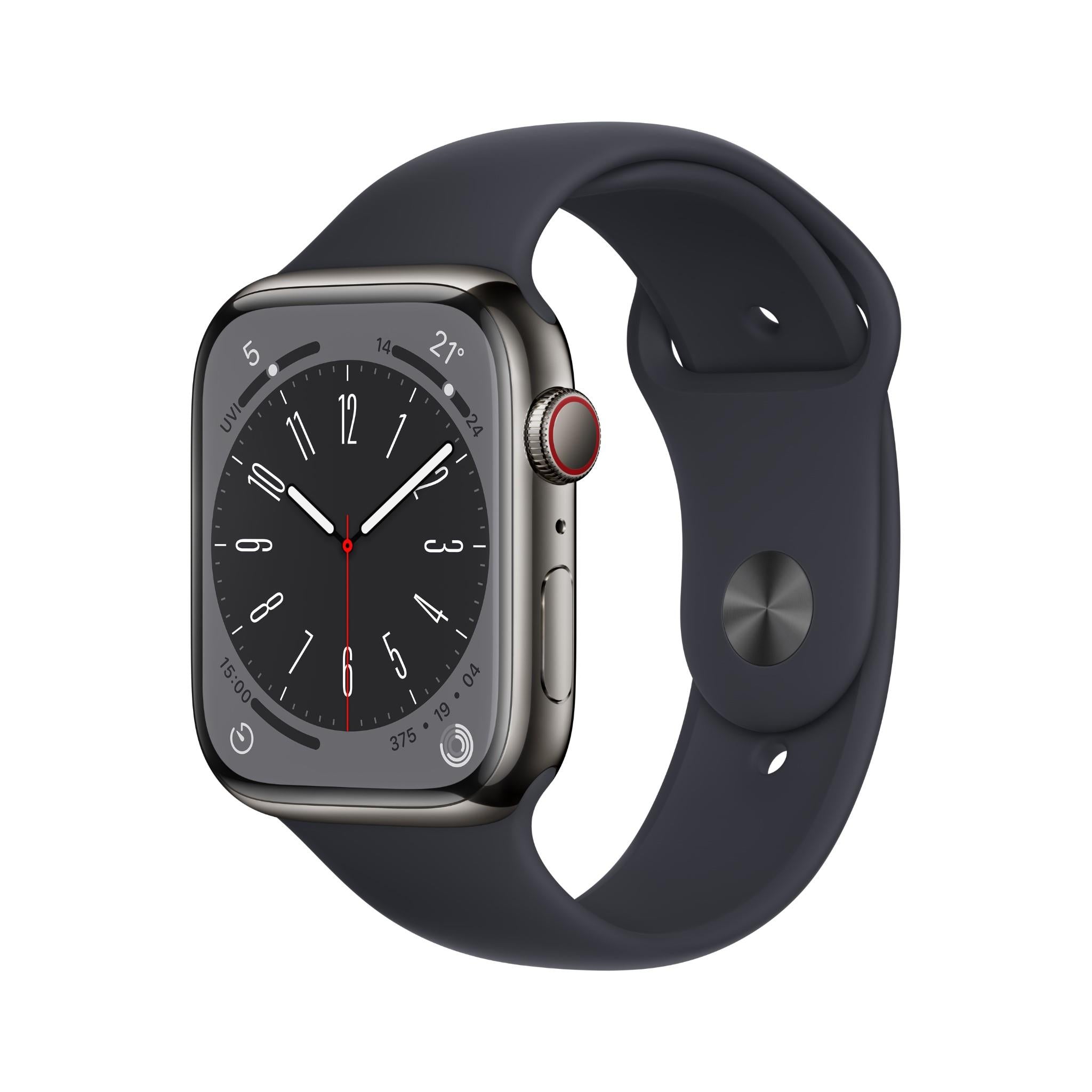 apple watch series 8 45mm graphite stainless steel case gps + cellular