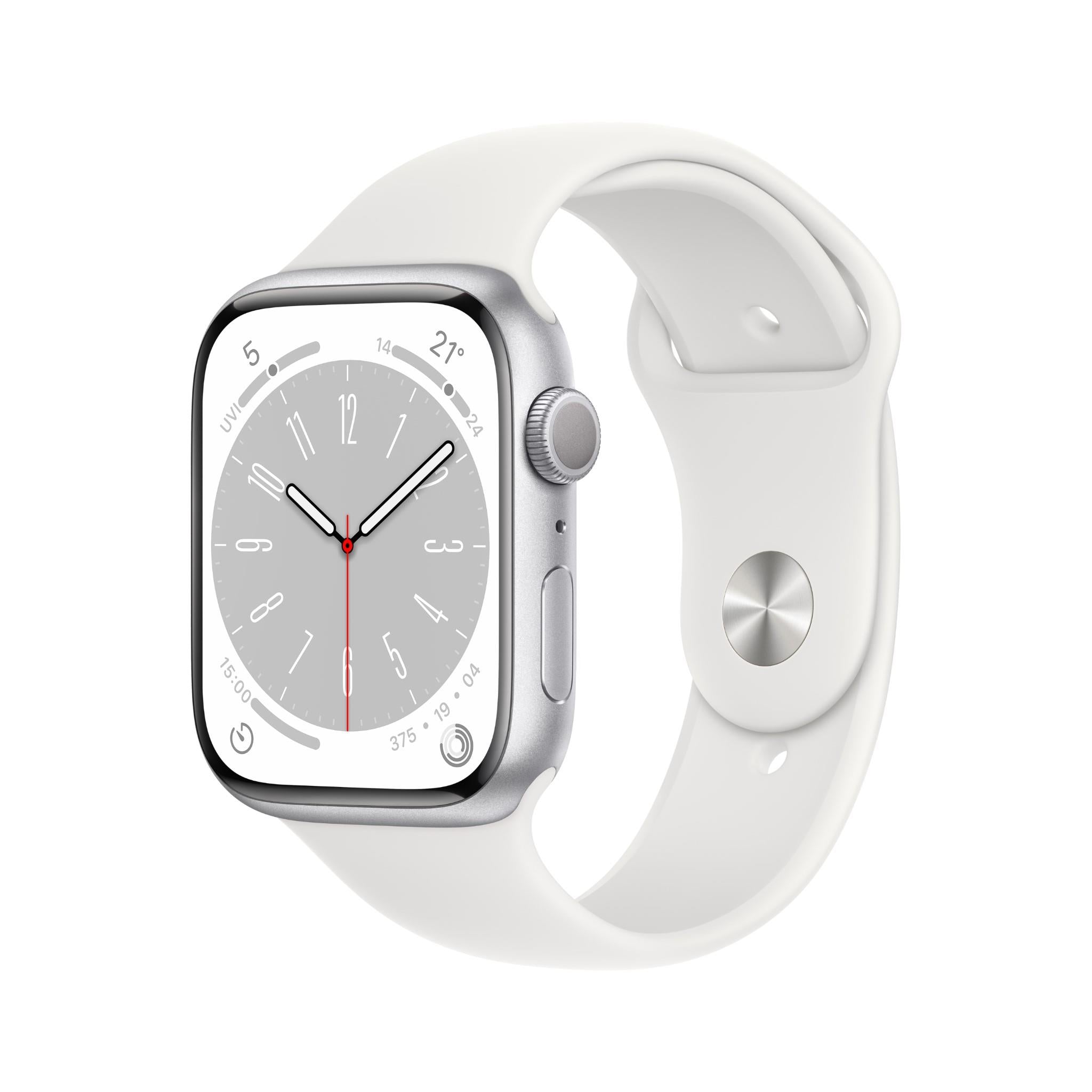 apple watch series 8 45mm silver aluminium case gps