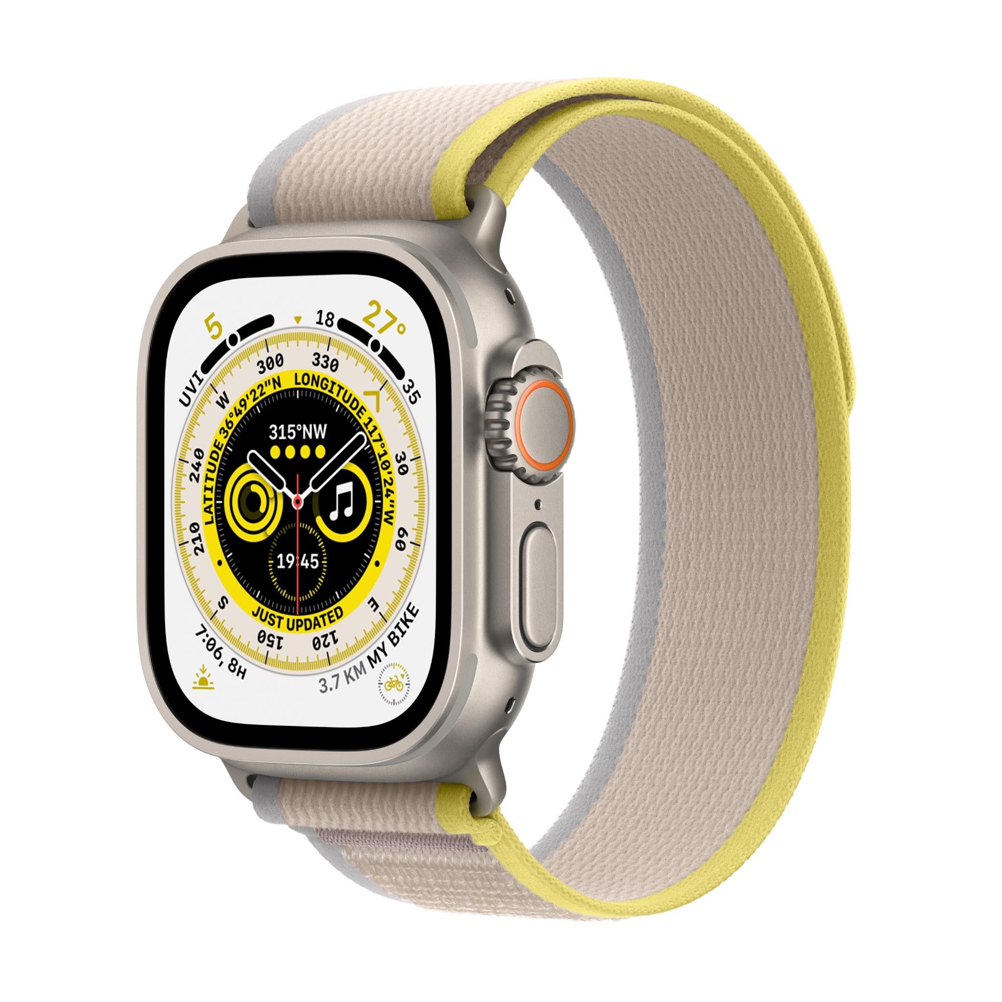 apple watch ultra 49mm titanium case gps + cellular trail loop (yellow/beige)[s/m]