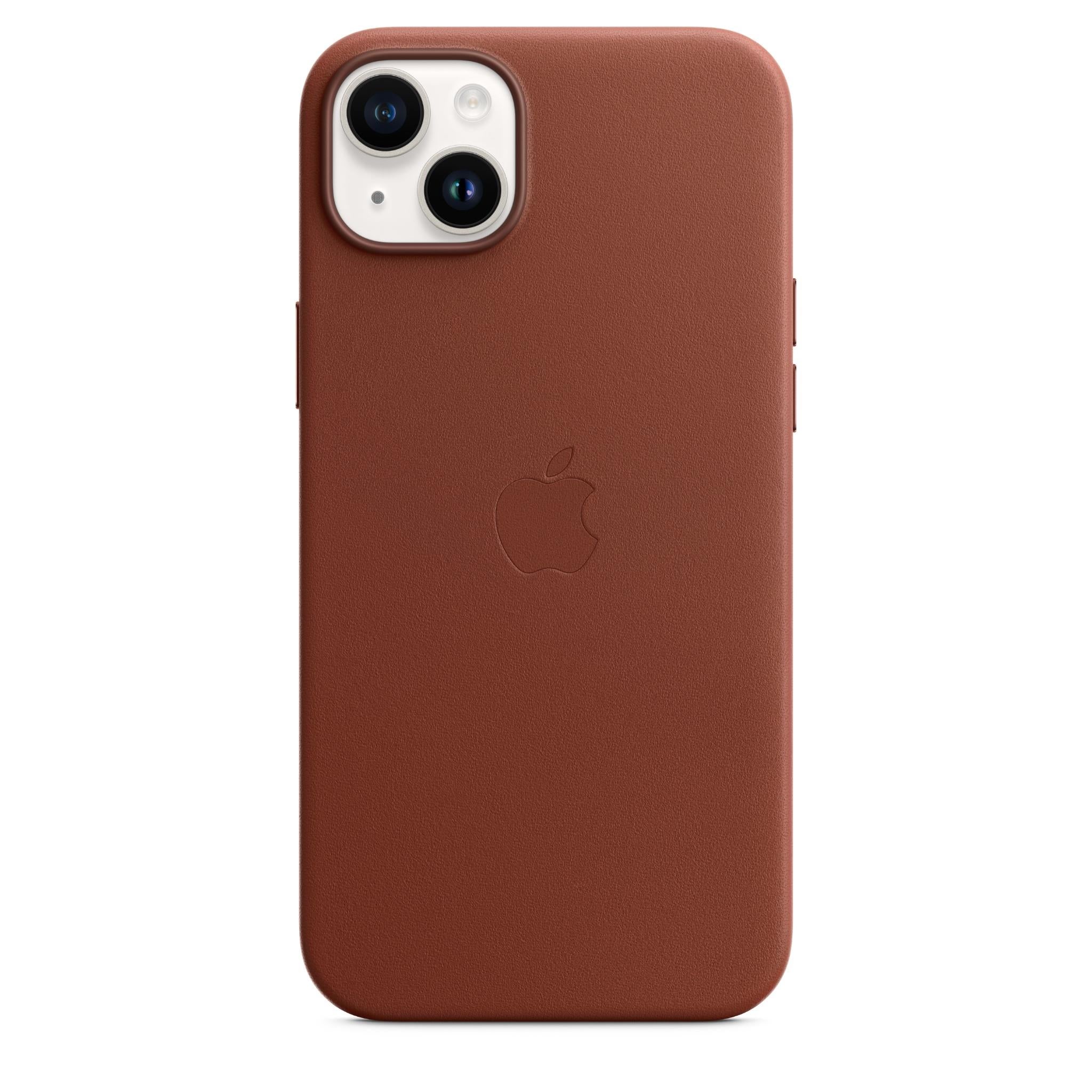 apple iphone 14 plus leather case with magsafe (umber)