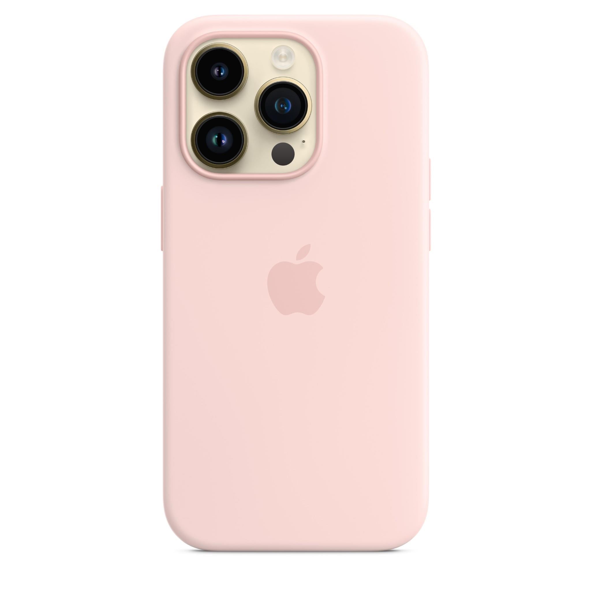 apple iphone 14 pro silicone case with magsafe (chalk pink)