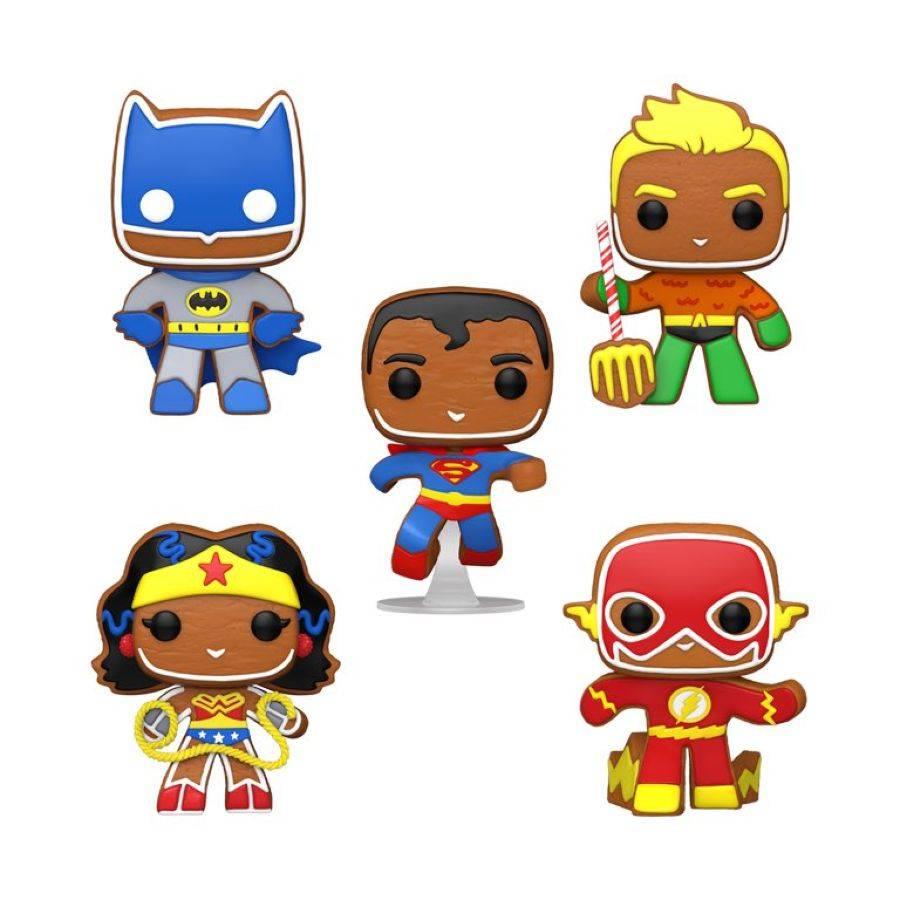 dc comics - gingerbread heroes pop! vinyl 5-pack