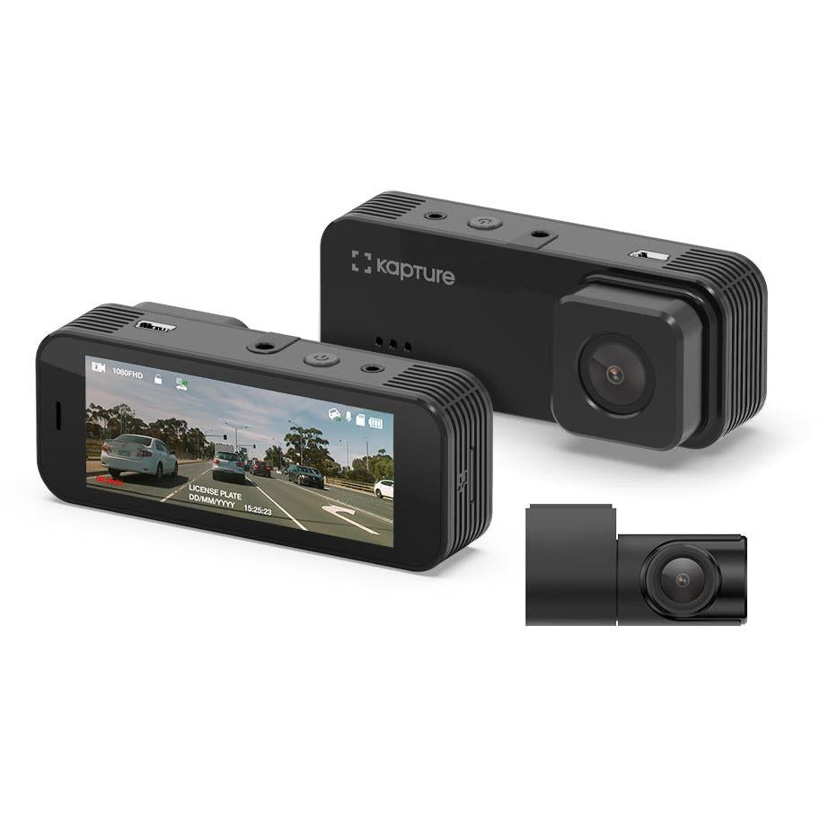 kapture compact fhd front & hd rear dash camera with 3.2" screen