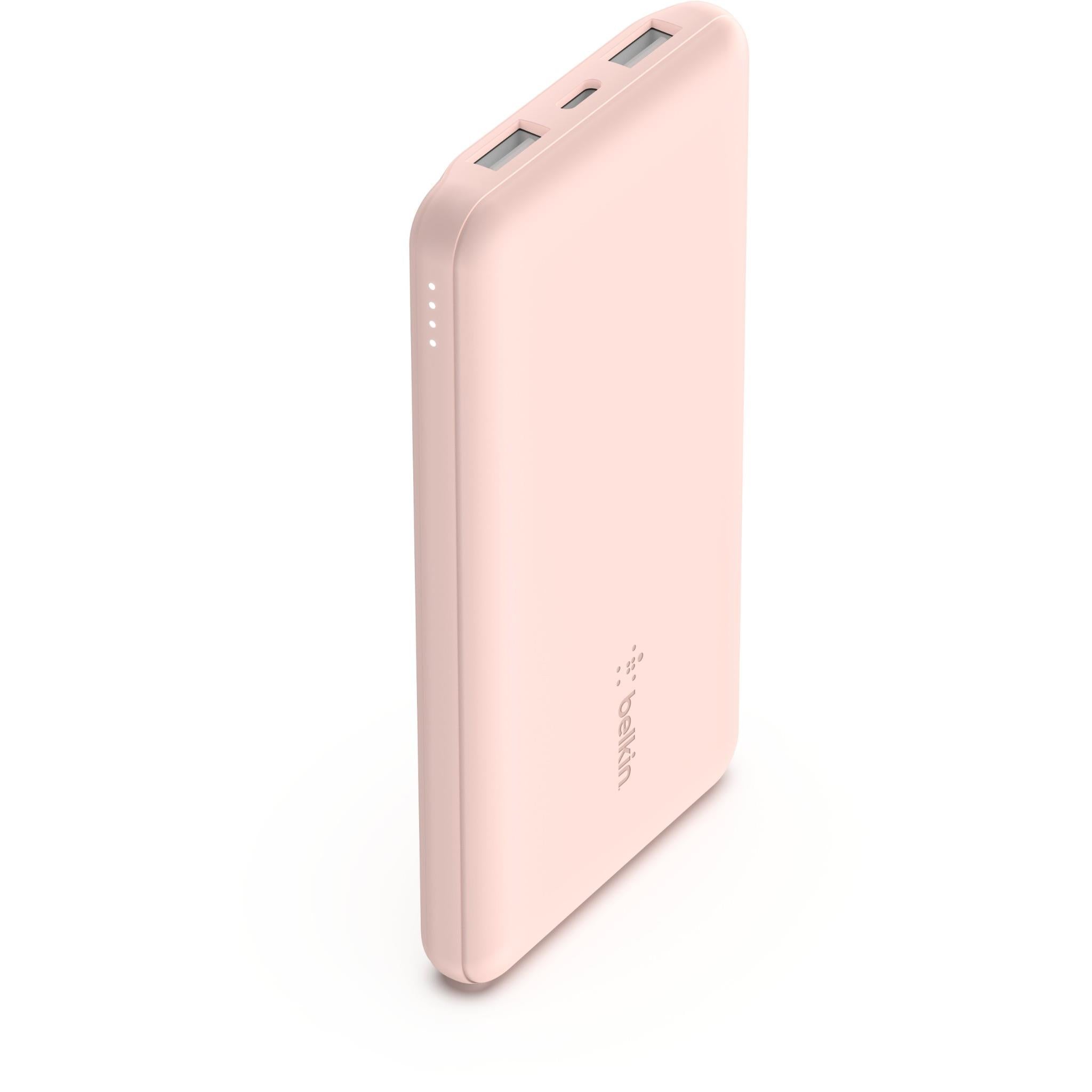 belkin boostup charge 10k 3 port power bank with cable (rose gold)
