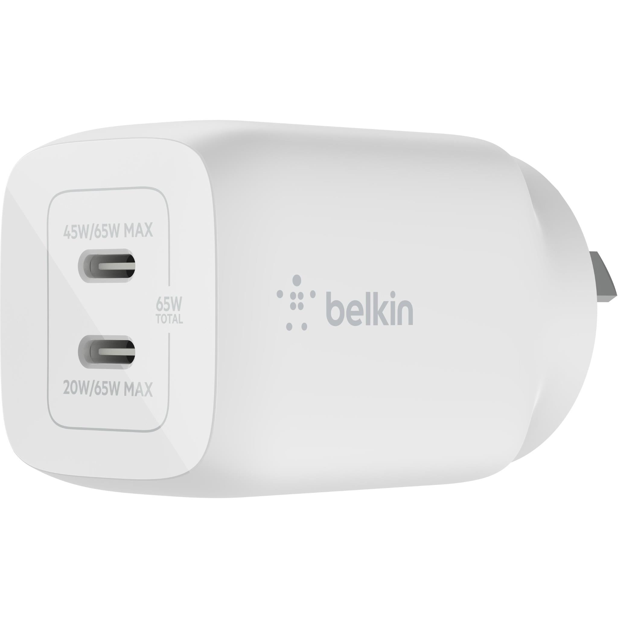 belkin boostup charge dual usb-c gan wall charger 65w