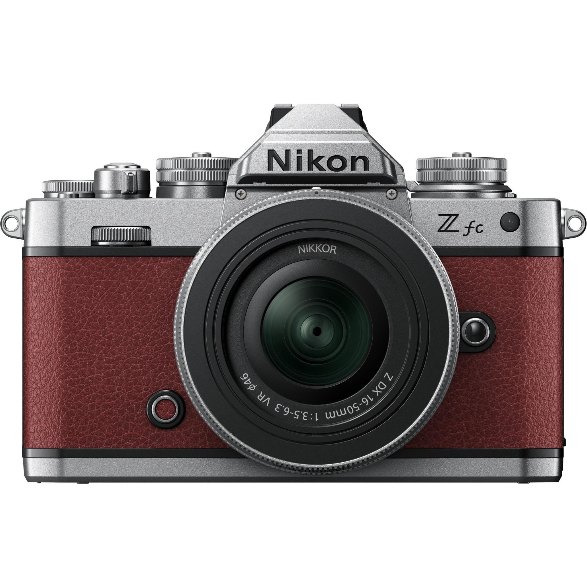 nikon z fc mirrorless camera with nikkor z 16-50mm lens (crimson red)