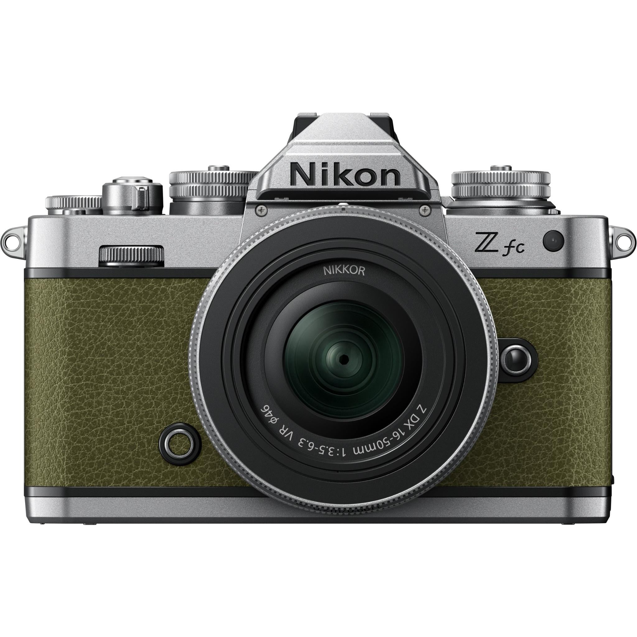 nikon z fc mirrorless camera with nikkor z 16-50mm lens (olive green)