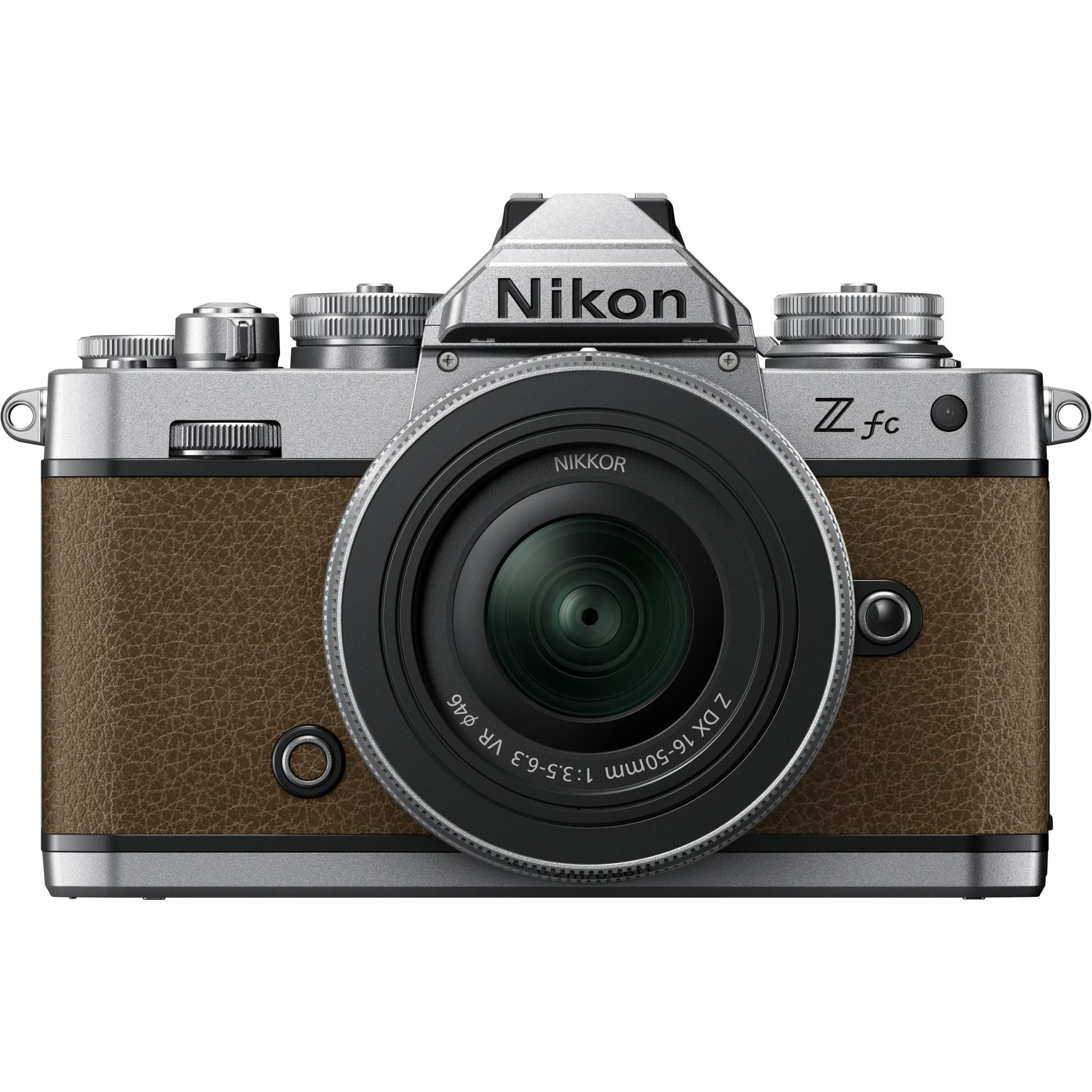 nikon z fc mirrorless camera with nikkor z 16-50mm lens (walnut brown)