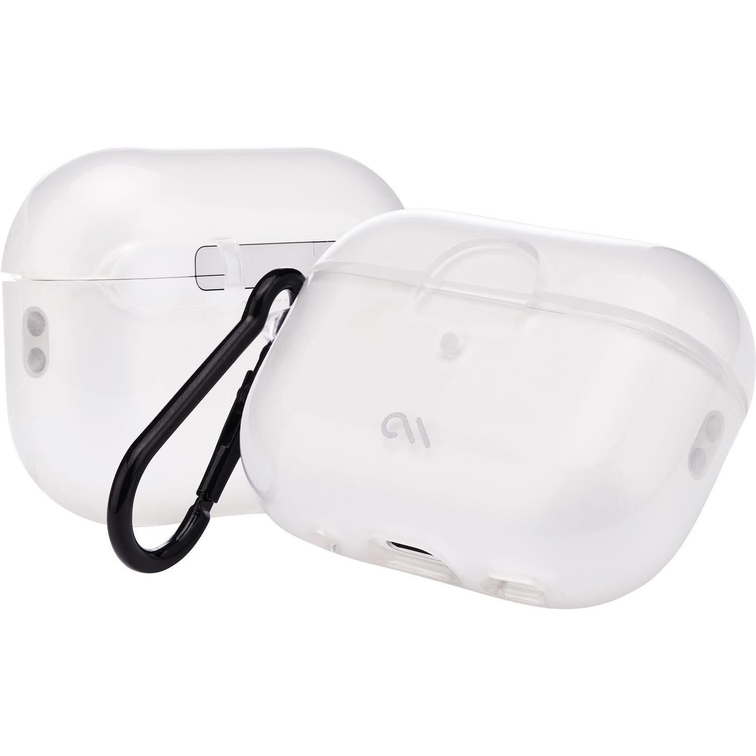case-mate tough case with carabiner clip for airpods pro 1st/2nd gen (clear)