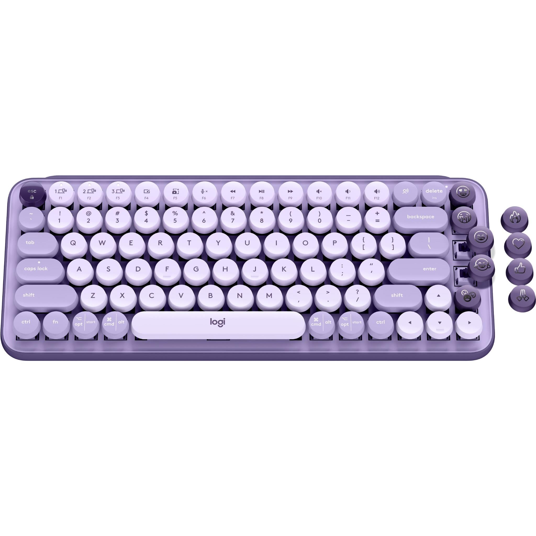 logitech pop keys wireless mechanical keyboard with emoji keys (cosmos lavender)