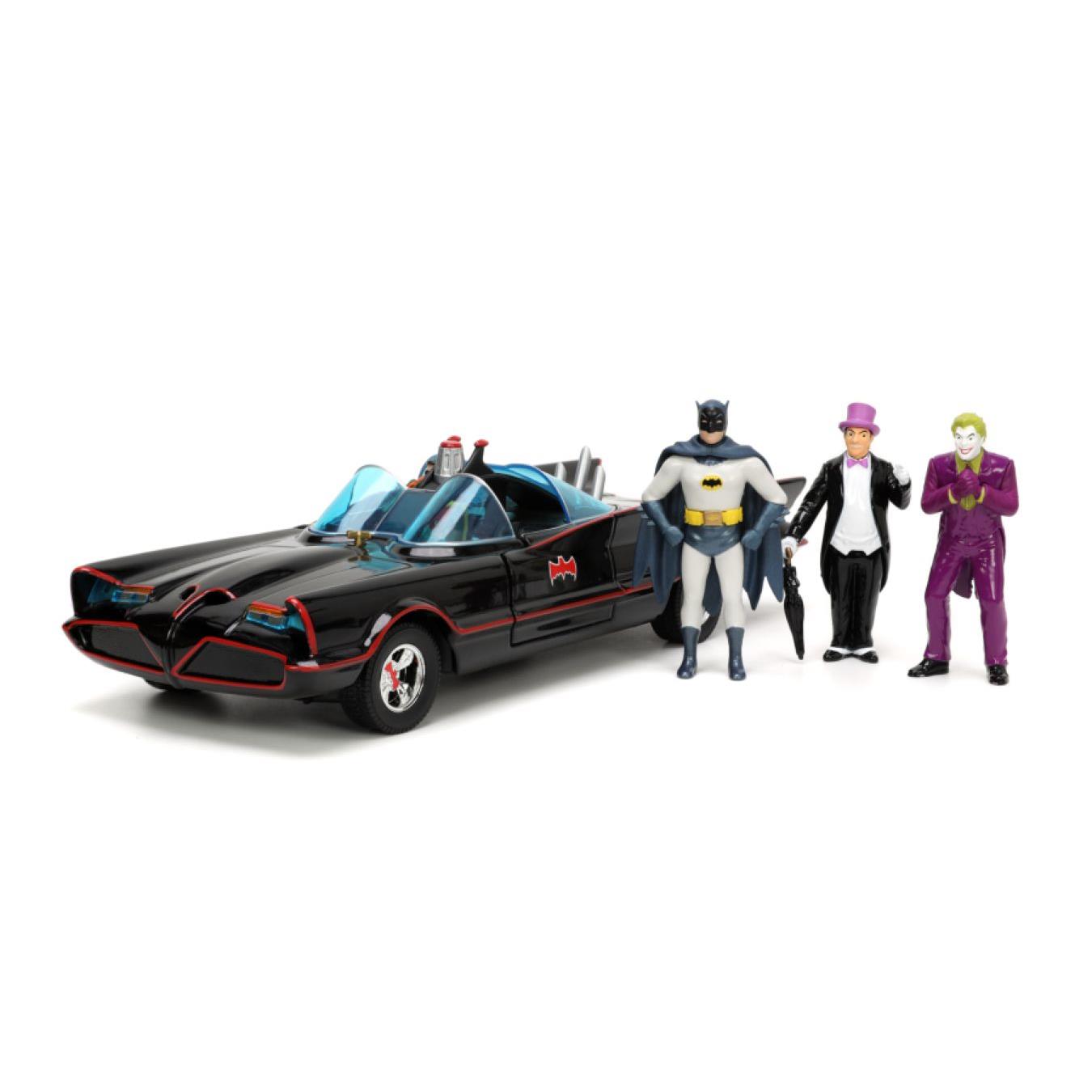 batman (tv) - classic batmobile with 4 figures 1:24 scale set