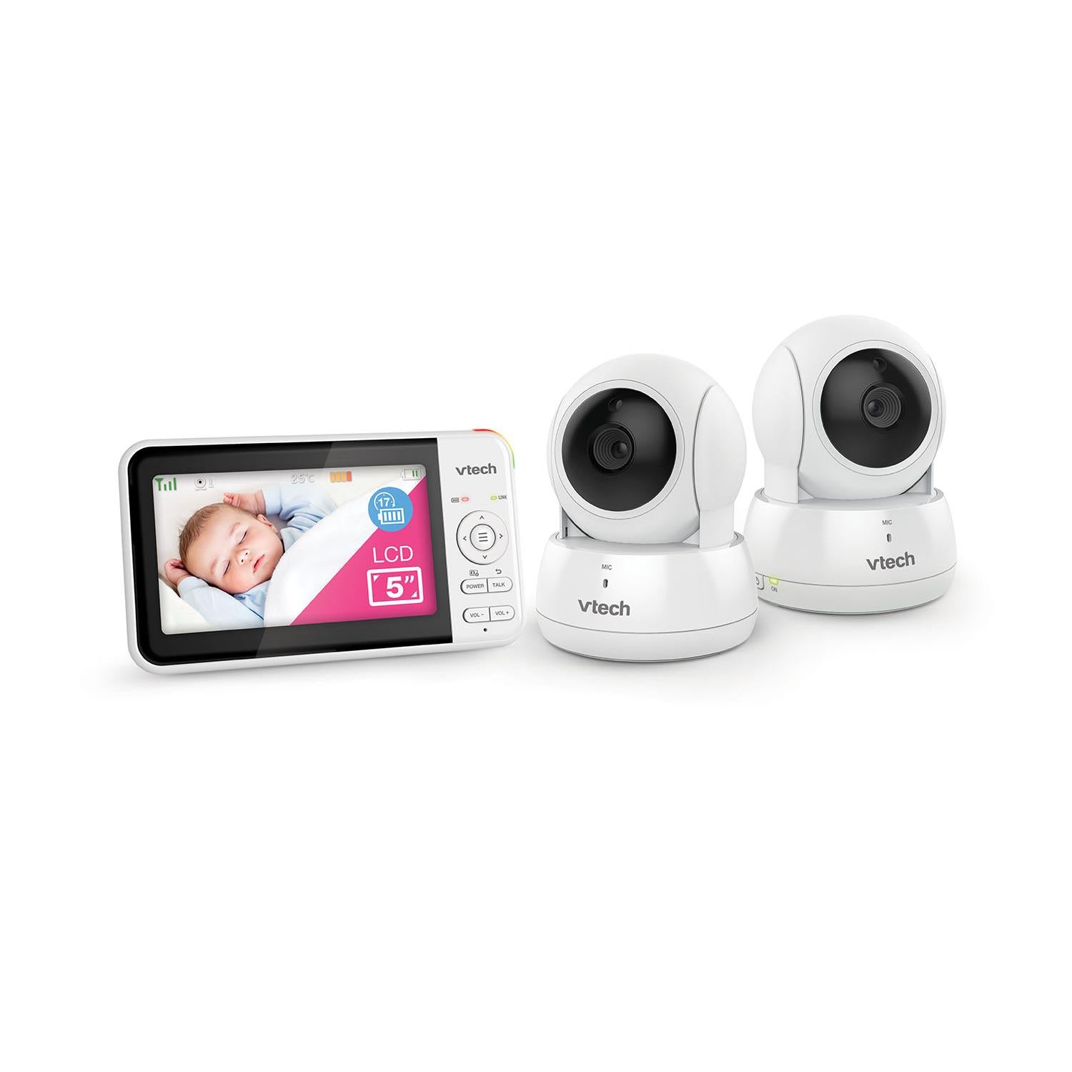 vtech bm5550 5" full colour pan & tilt baby monitor (2-cam)