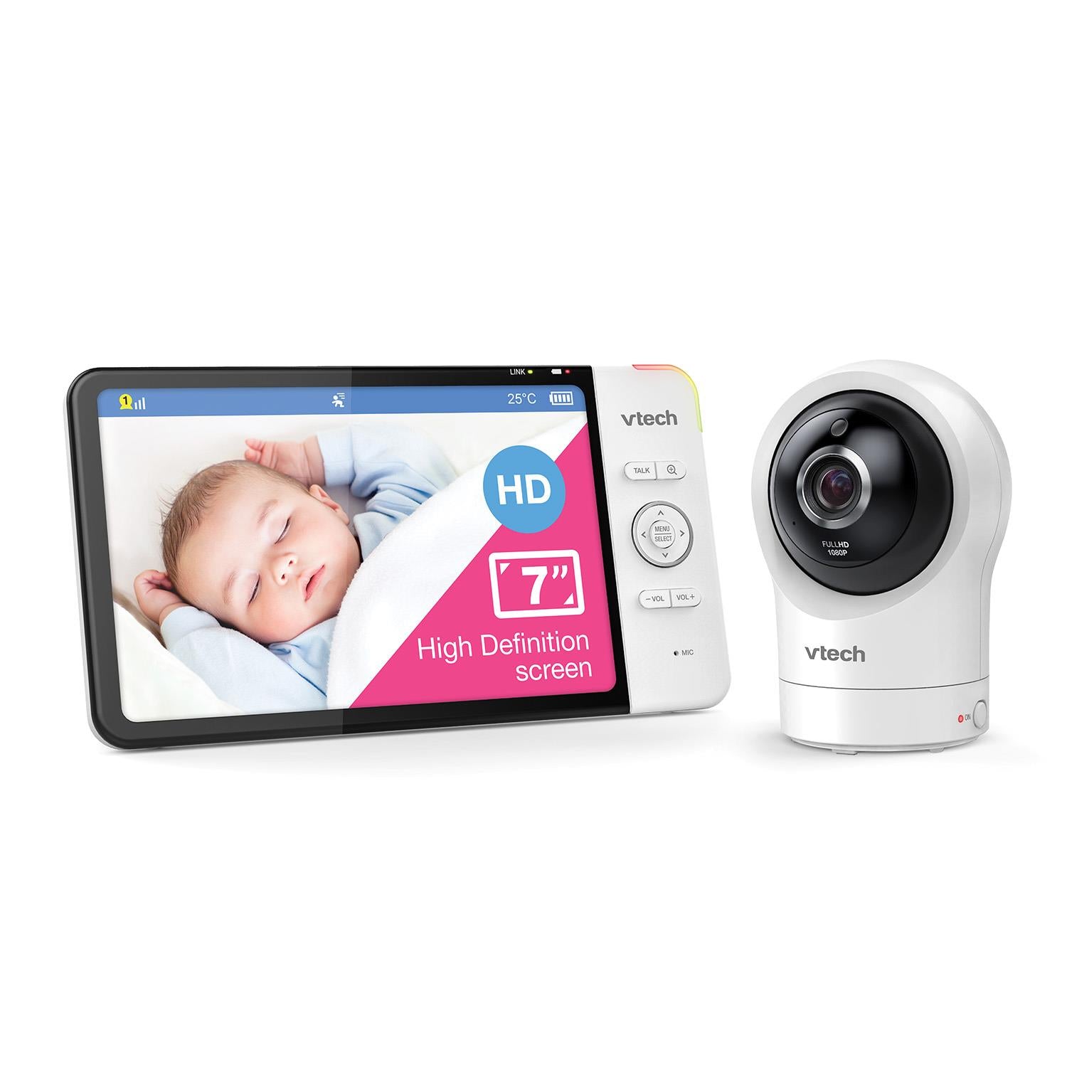 vtech rm7764hd 7" smart wi-fi hd pan & tilt video baby monitor with remote access