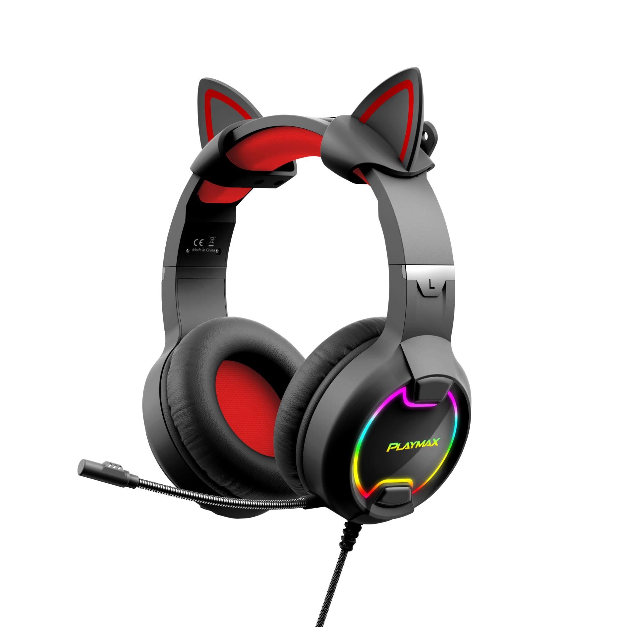playmax black cat ear headphones