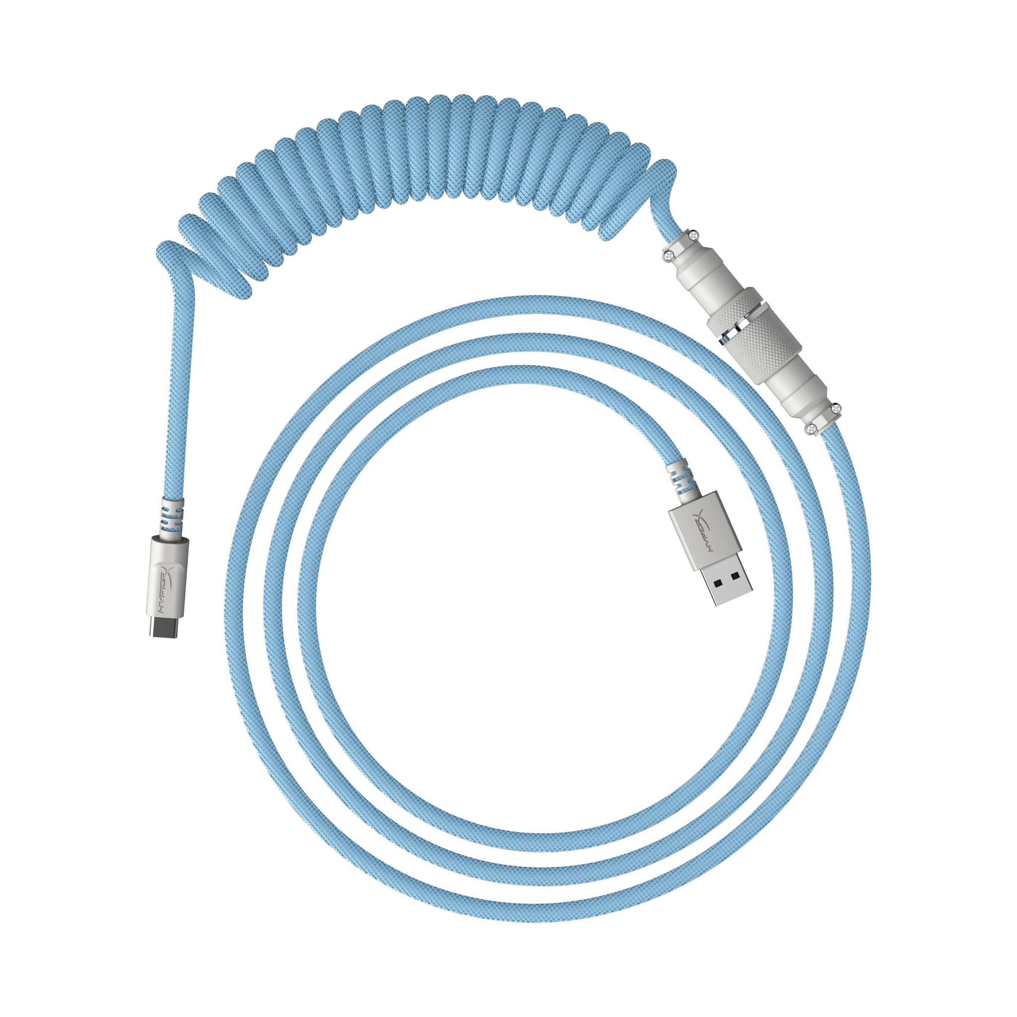 hyperx usb-c coiled cable (light blue-white)