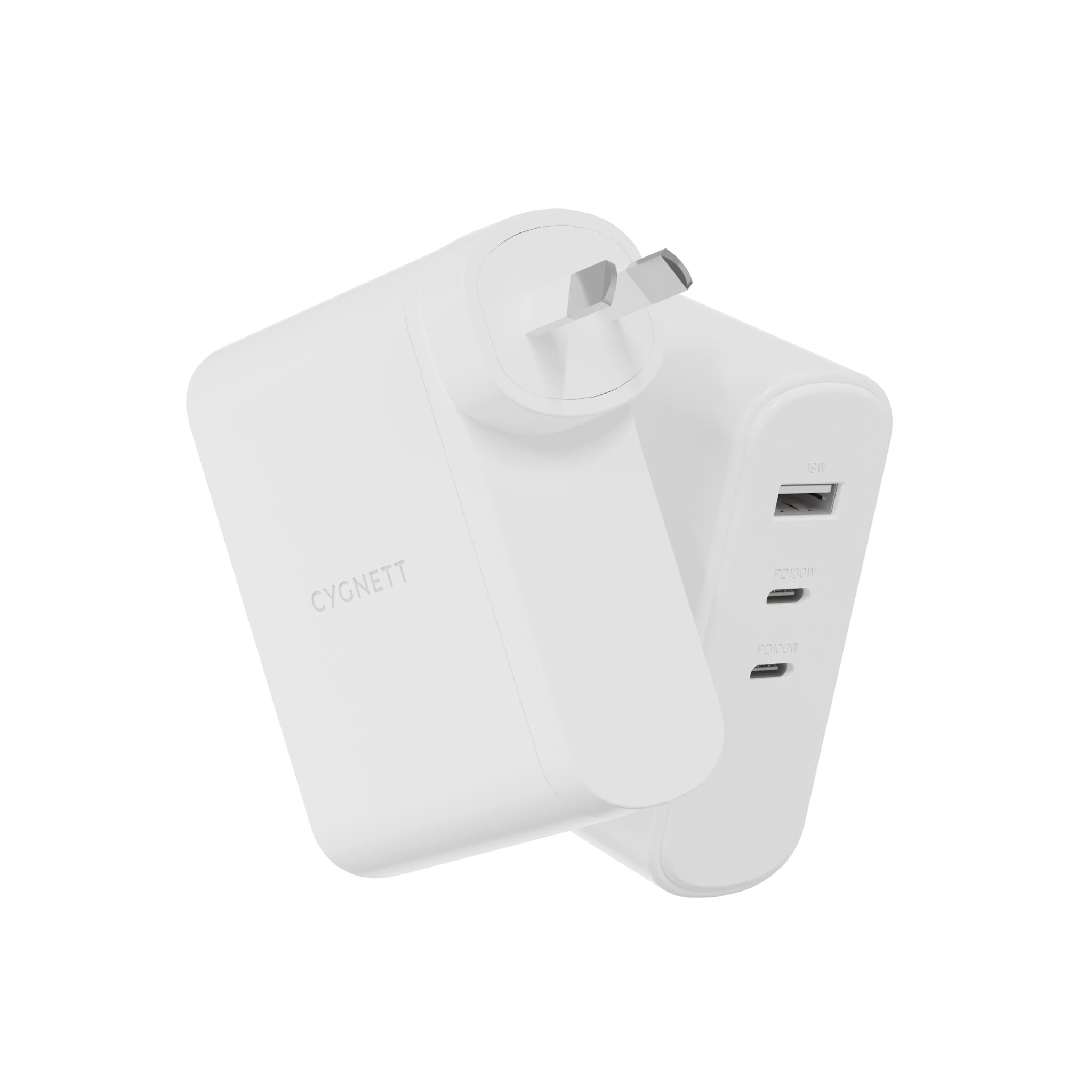 cygnett powermaxx 100w multiport gan wall charger (white)