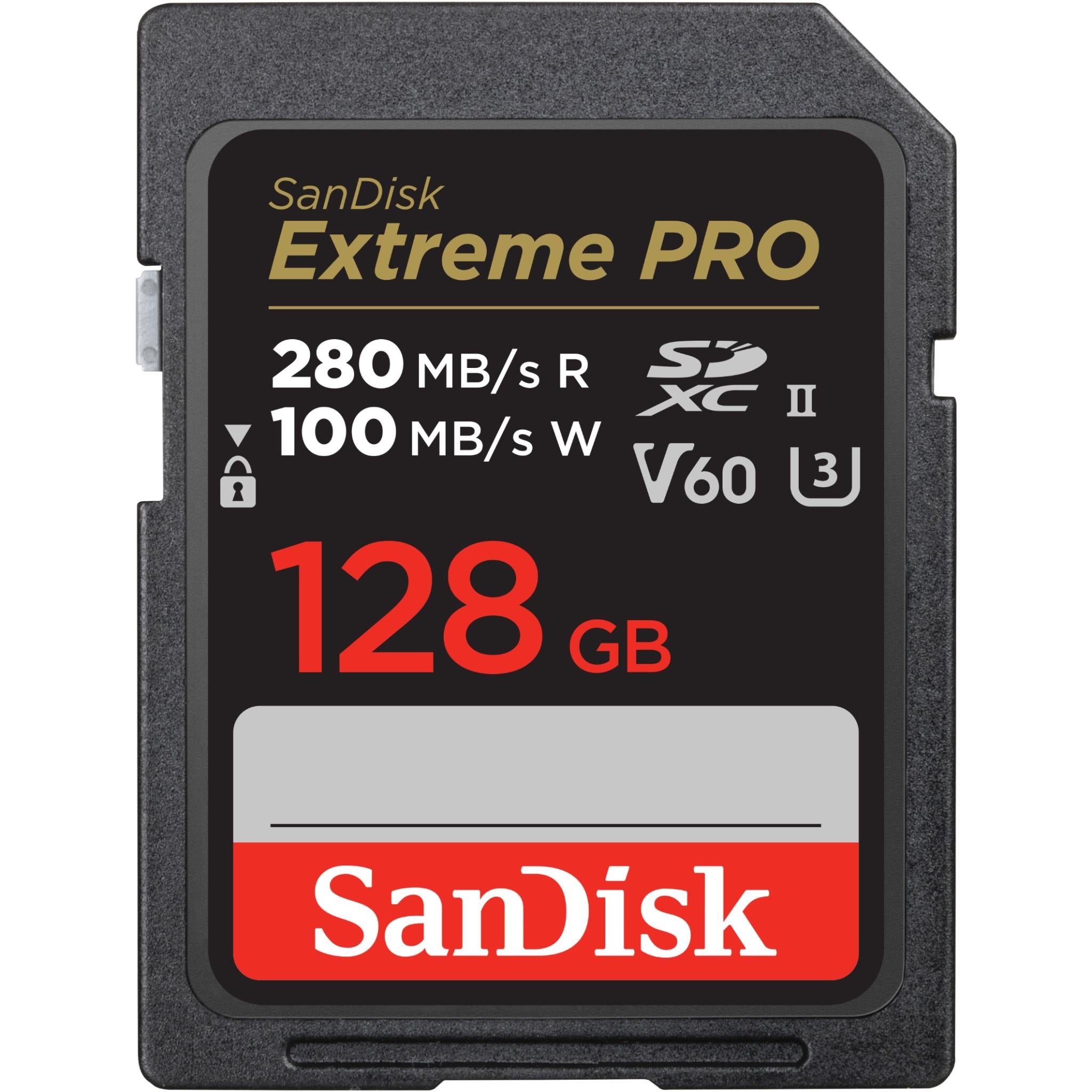 sandisk extreme pro sdxc 128gb 280mb/s uhs-ii memory card