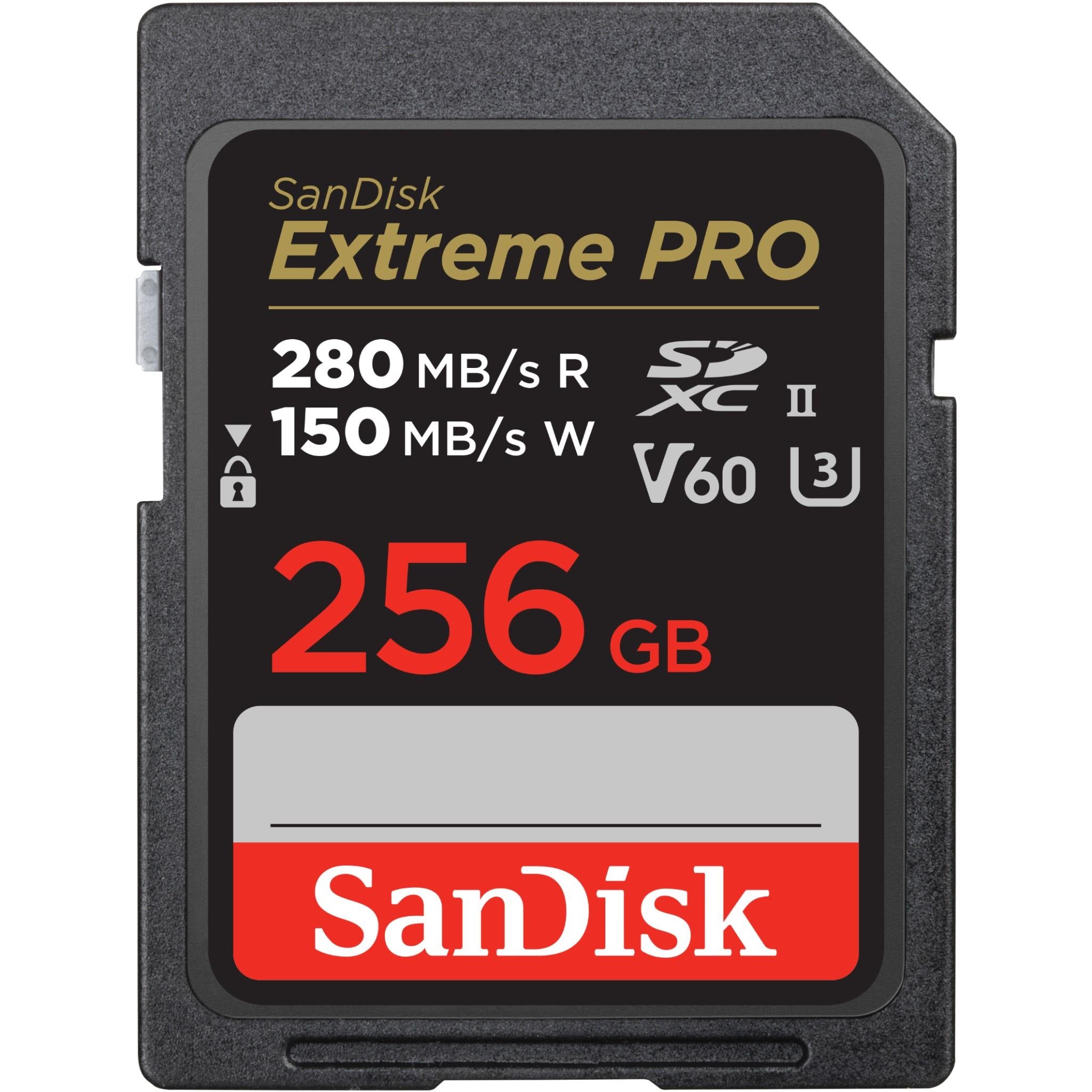 sandisk extreme pro sdxc 256gb 280mb/s uhs-ii memory card