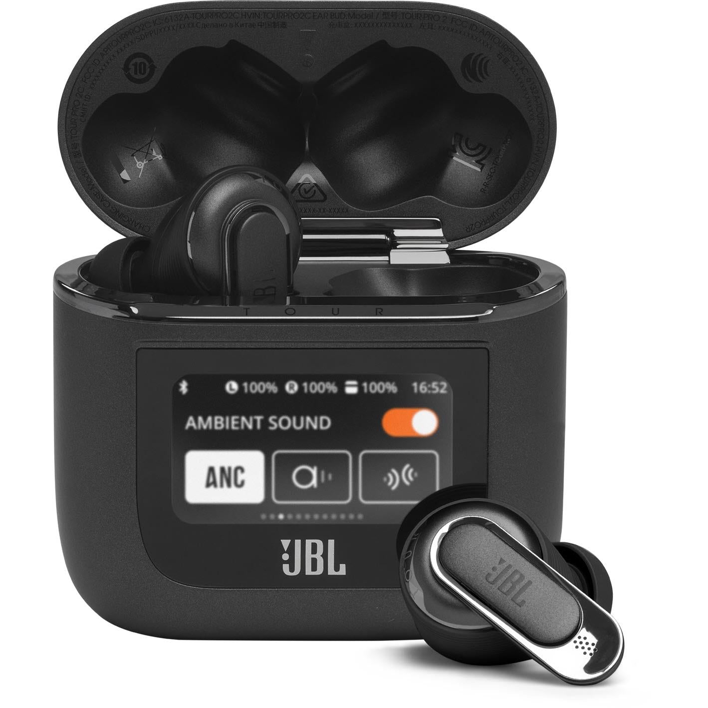 jbl tour pro 2 tws noise cancelling in-ear headphones (black)