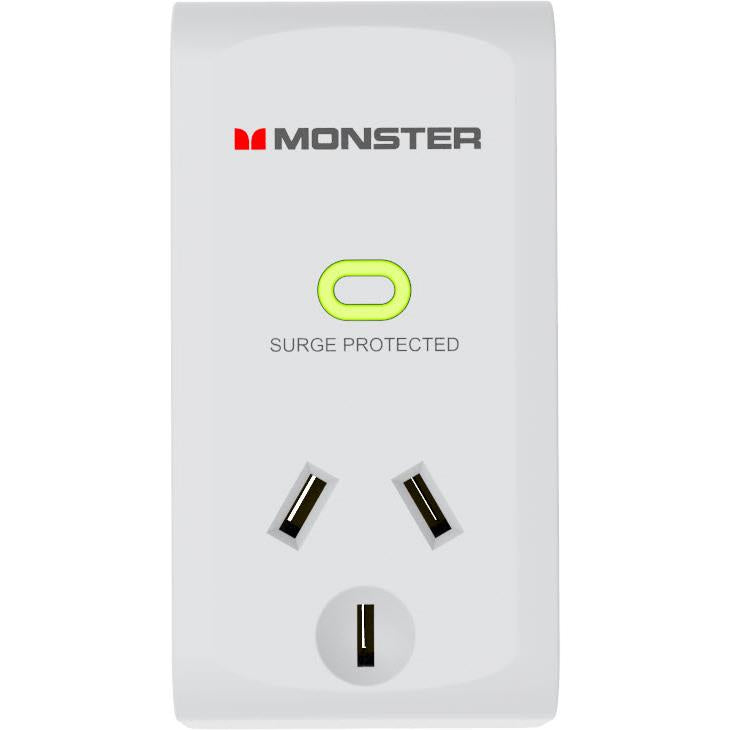 monster 1 socket surge protector (white)