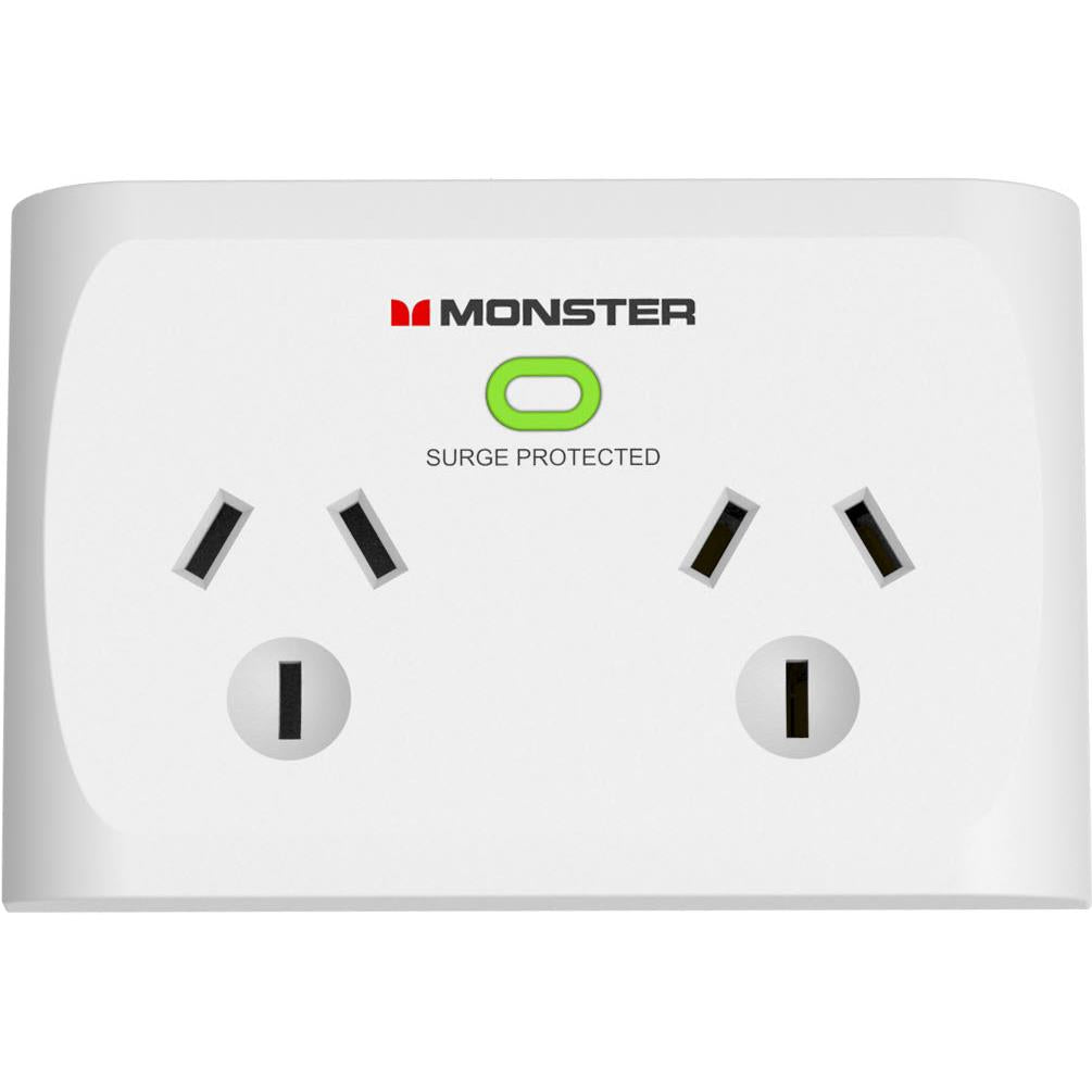 monster 2 socket surge protector (white)