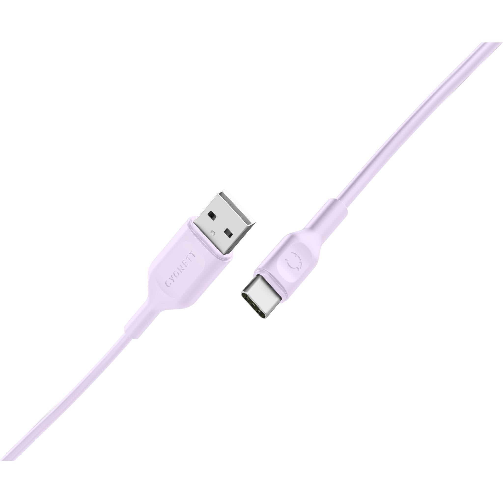 cygnett charge and connect usb-c to usb-a cable 1.2m (light violet)