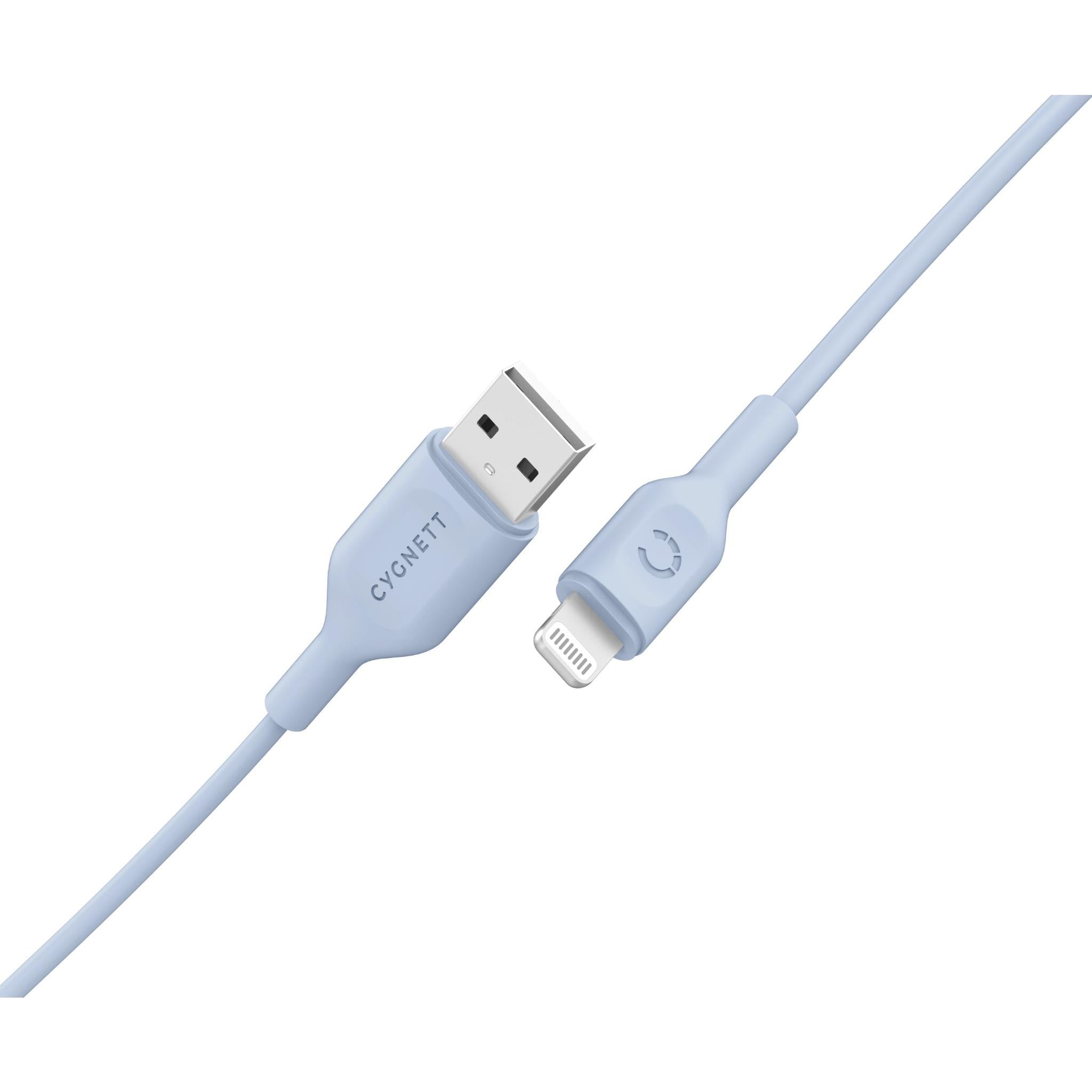 cygnett charge and connect lightning to usb-a cable 1.2m (light blue)