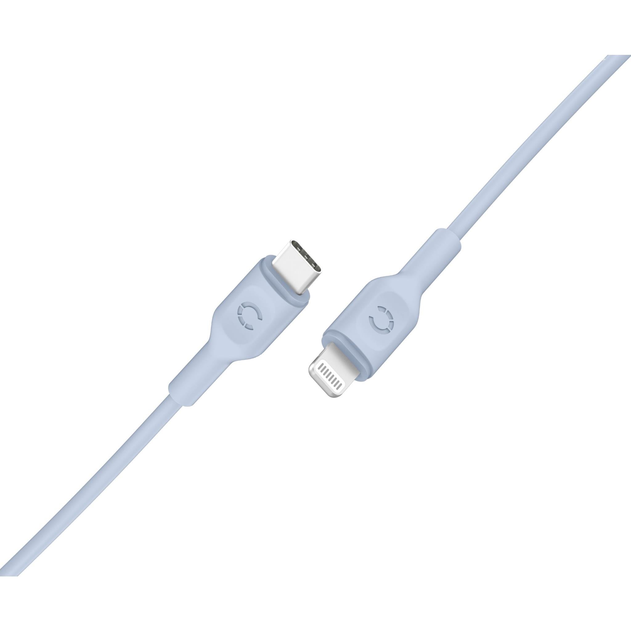 cygnett charge and connect lightning to usb-c cable 1.2m (light blue)