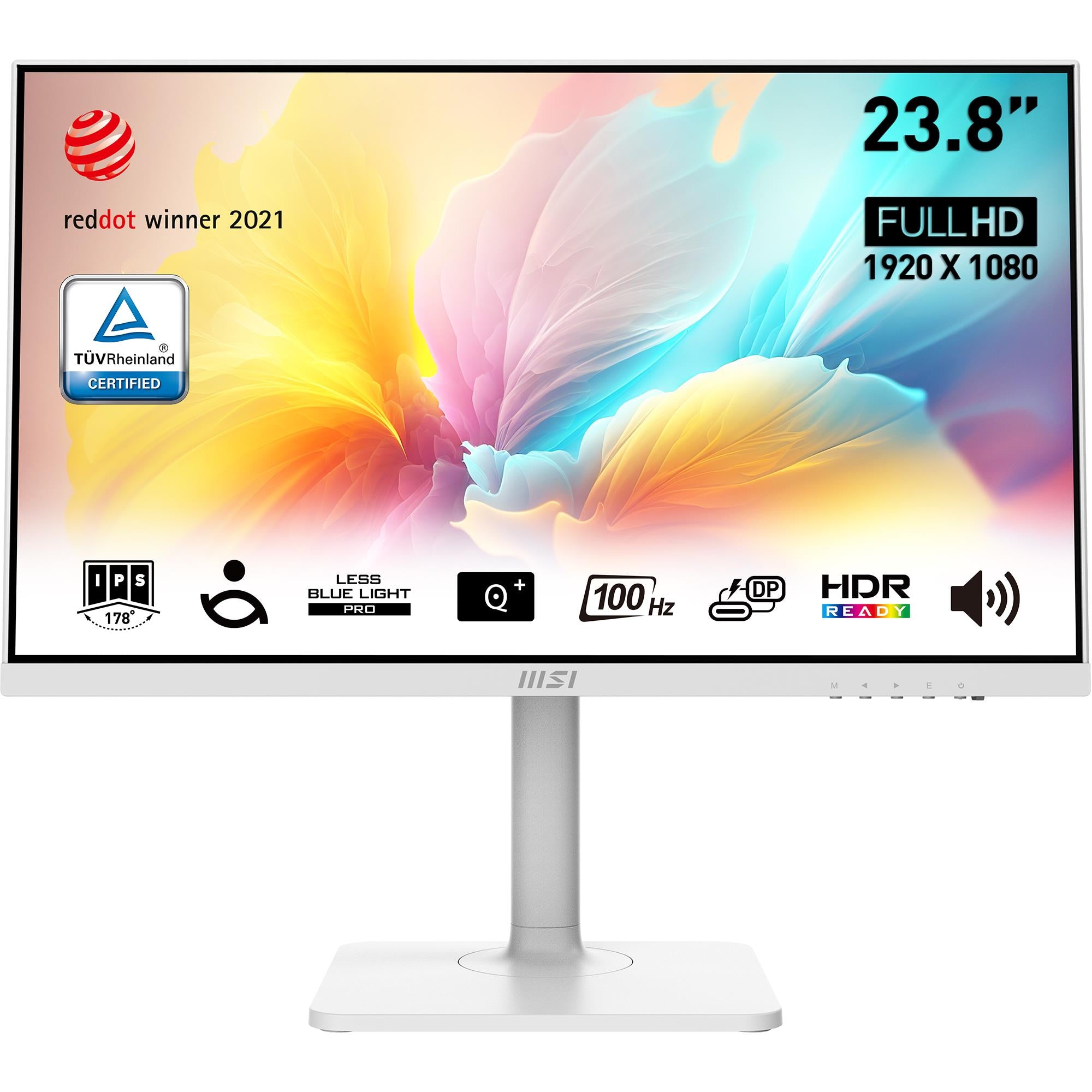 msi modern md2412pw 23.8" fhd 100hz usb-c 15w professional monitor (white)