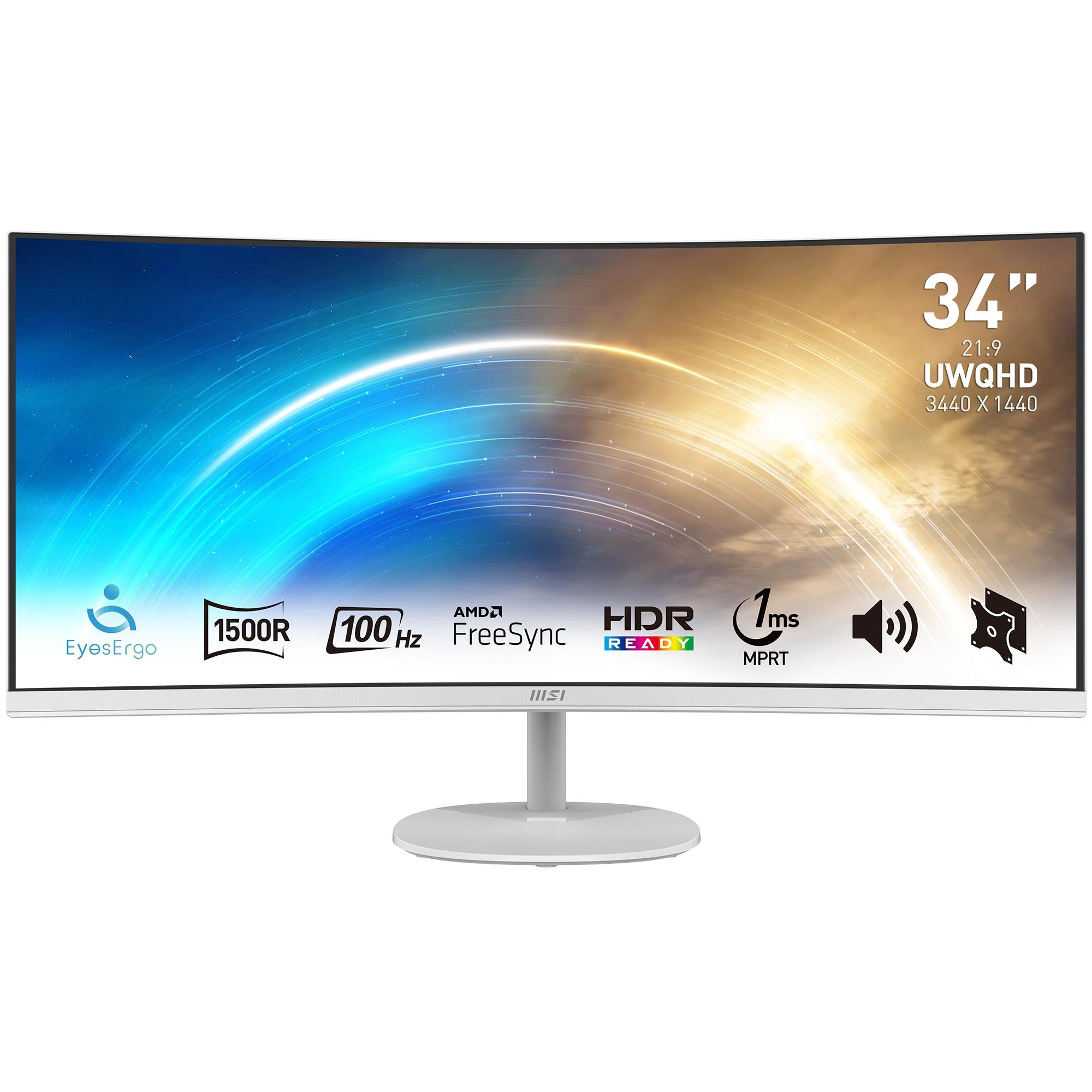 msi pro mp341cqw 34" wuqhd 100hz curved ultrawide business monitor