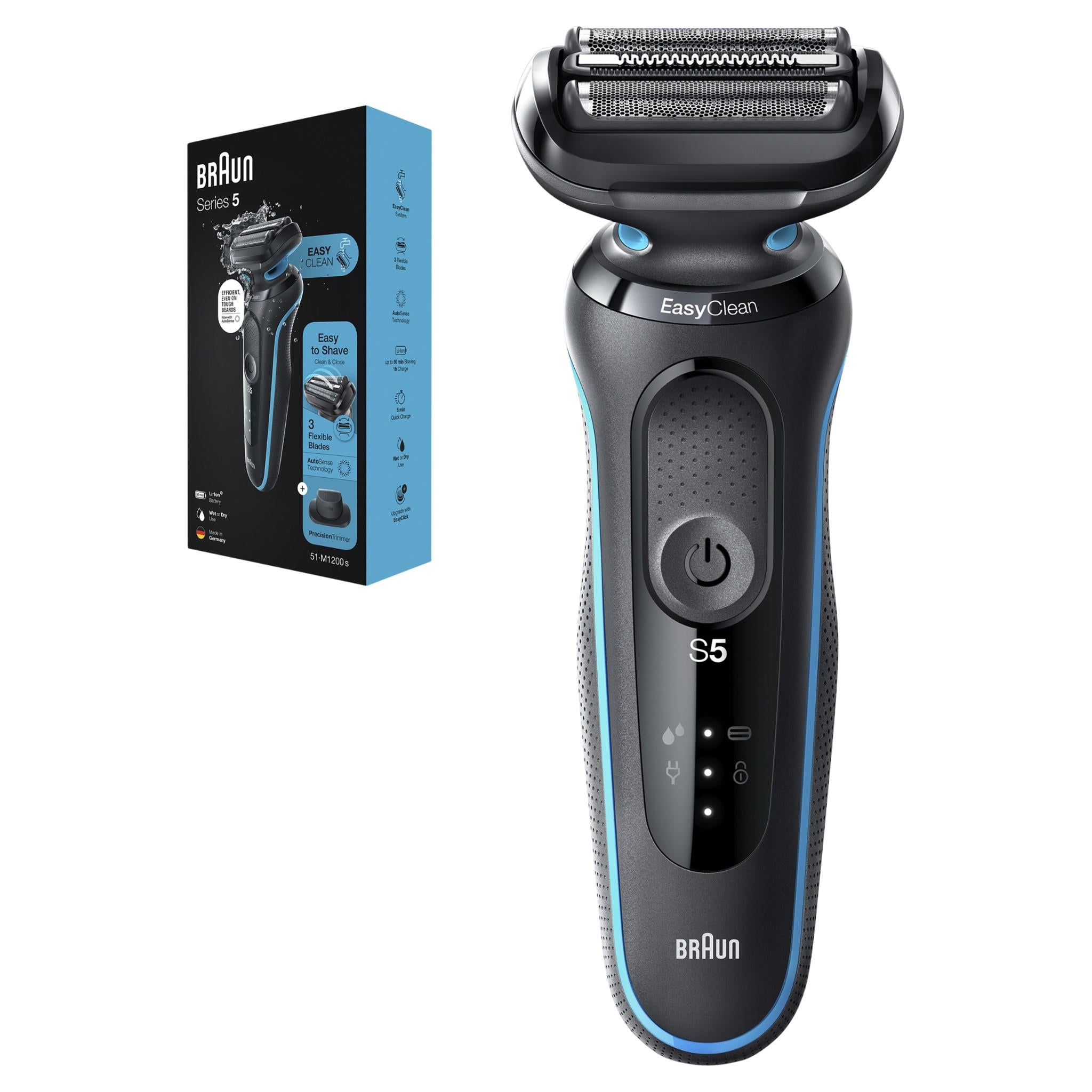 braun 51-m1200s series 5 wet & dry electric shaver (blue mint)