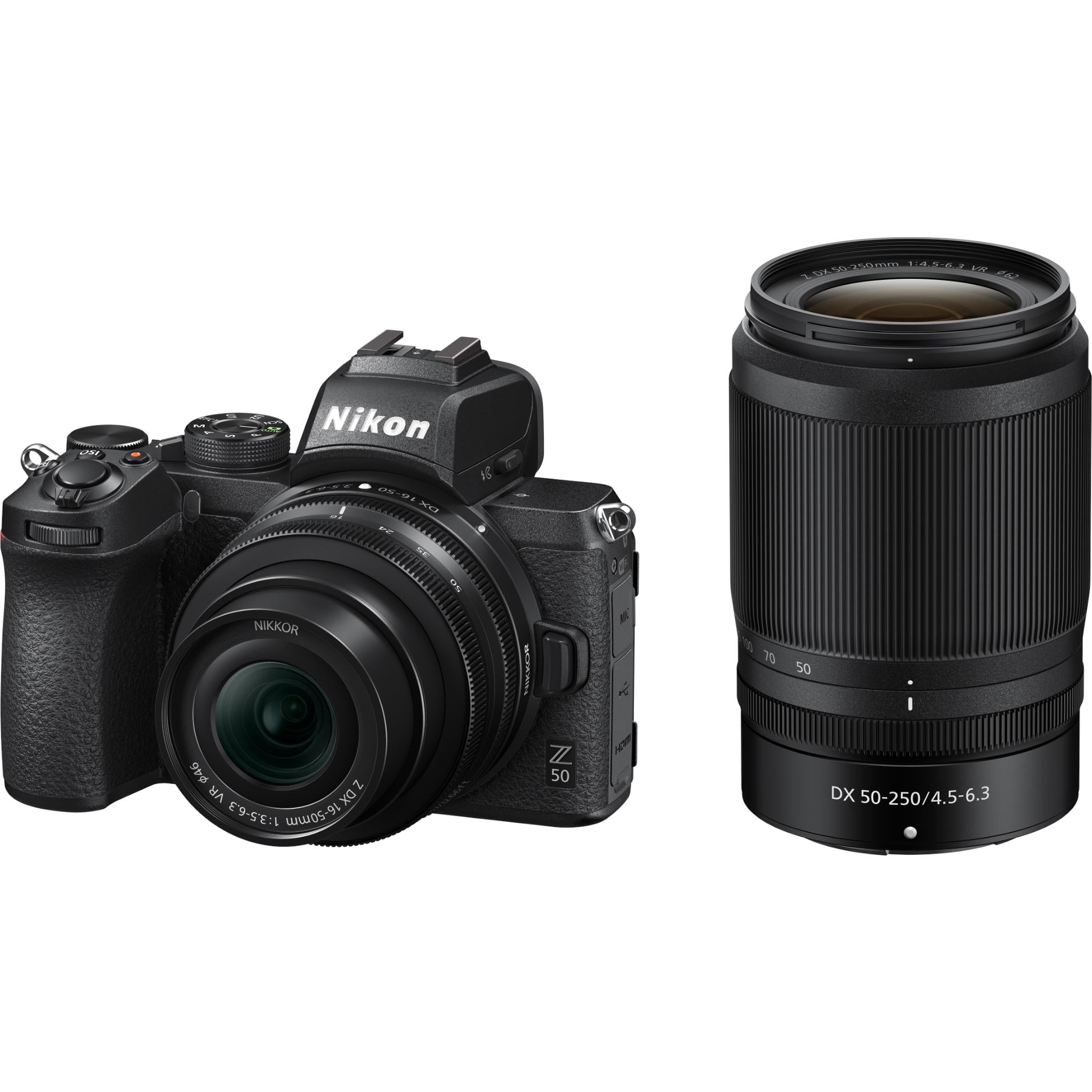 nikon z 50 mirrorless camera with nikkor z 16-50mm/50-250mm twin lens kit