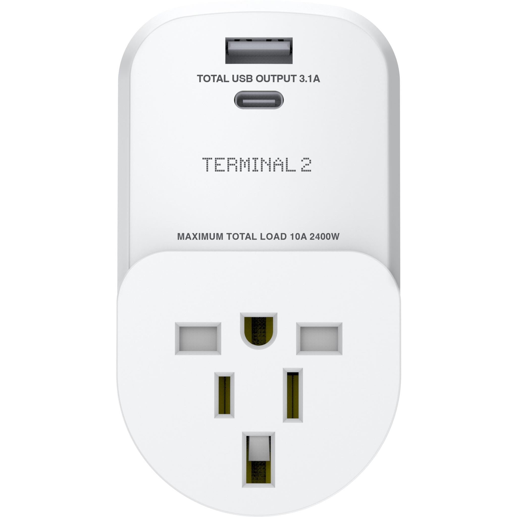 terminal 2 inbound travel adaptor with usb-a and usb-c ports australia