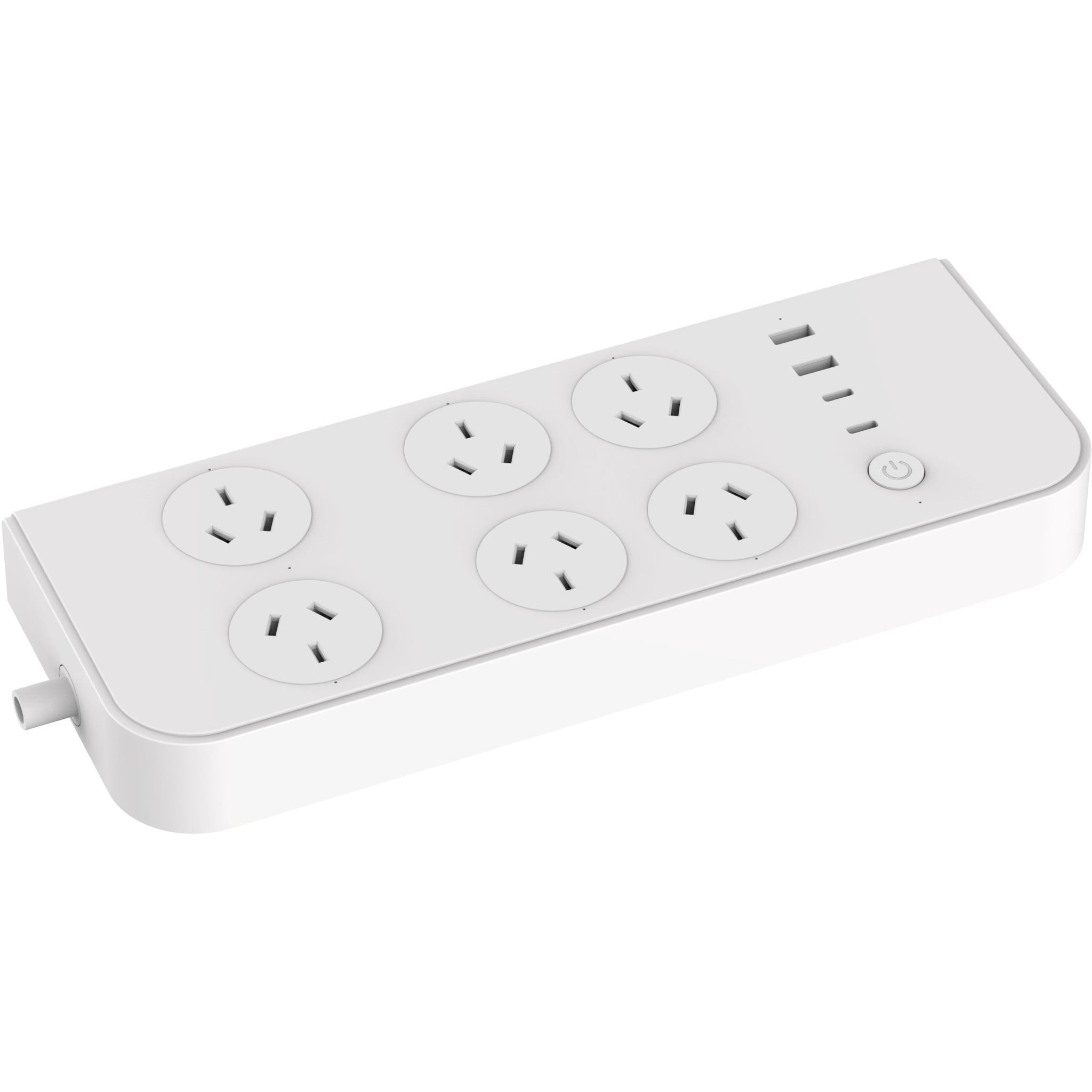 brilliant smart 6 outlet power board with usb-a/c