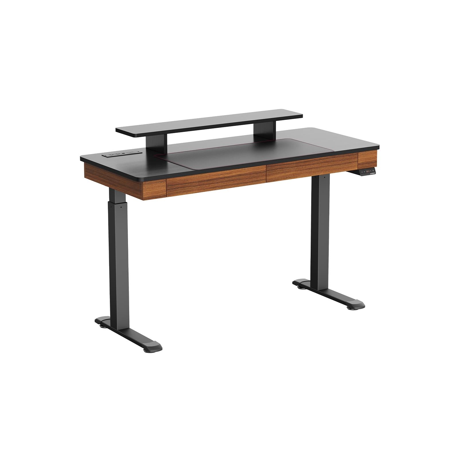 eureka i55 two-drawer electric standing desk (walnut)