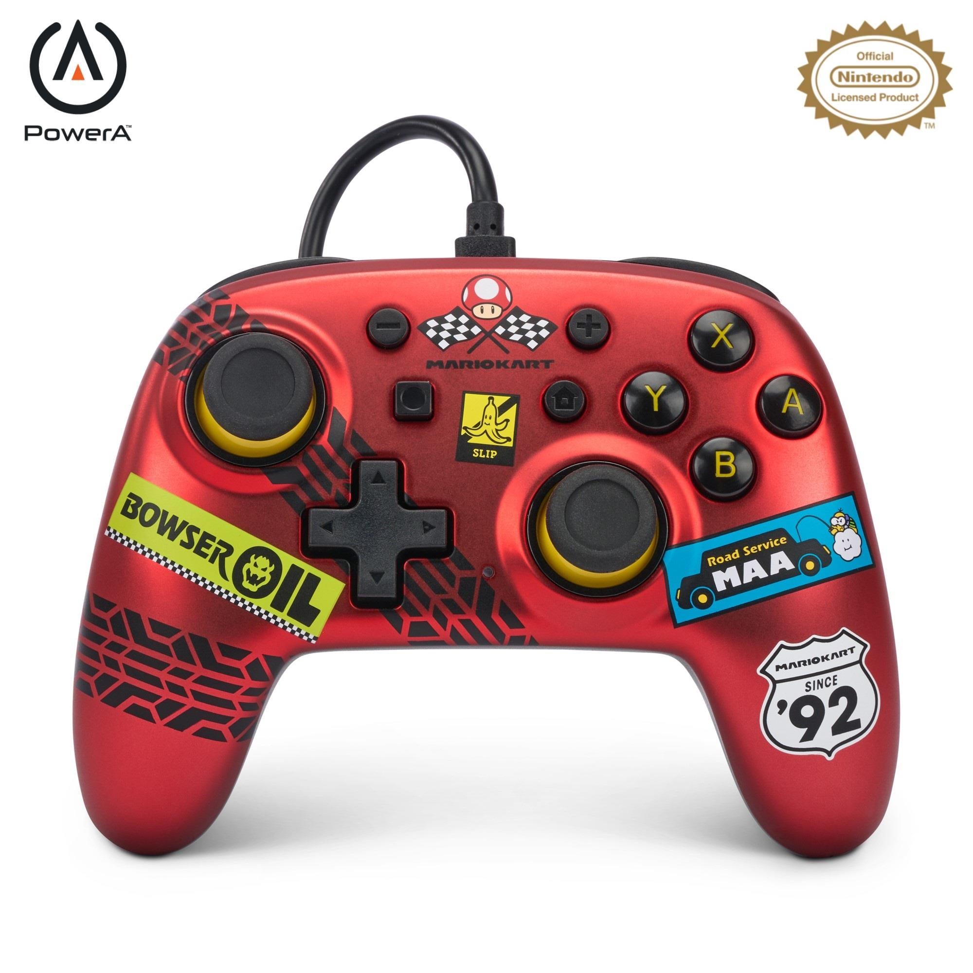 powera nano wired controller for nintendo switch mario kart (racer red)
