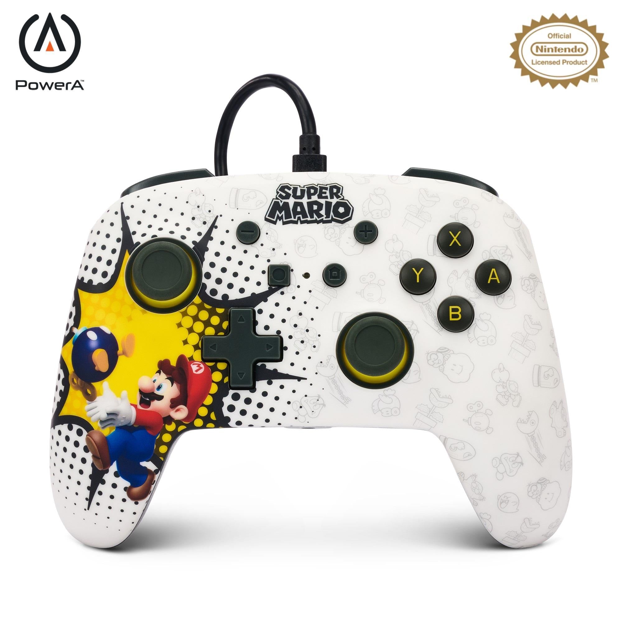 powera enhanced wired controller for nintendo switch (bob-omb blast)